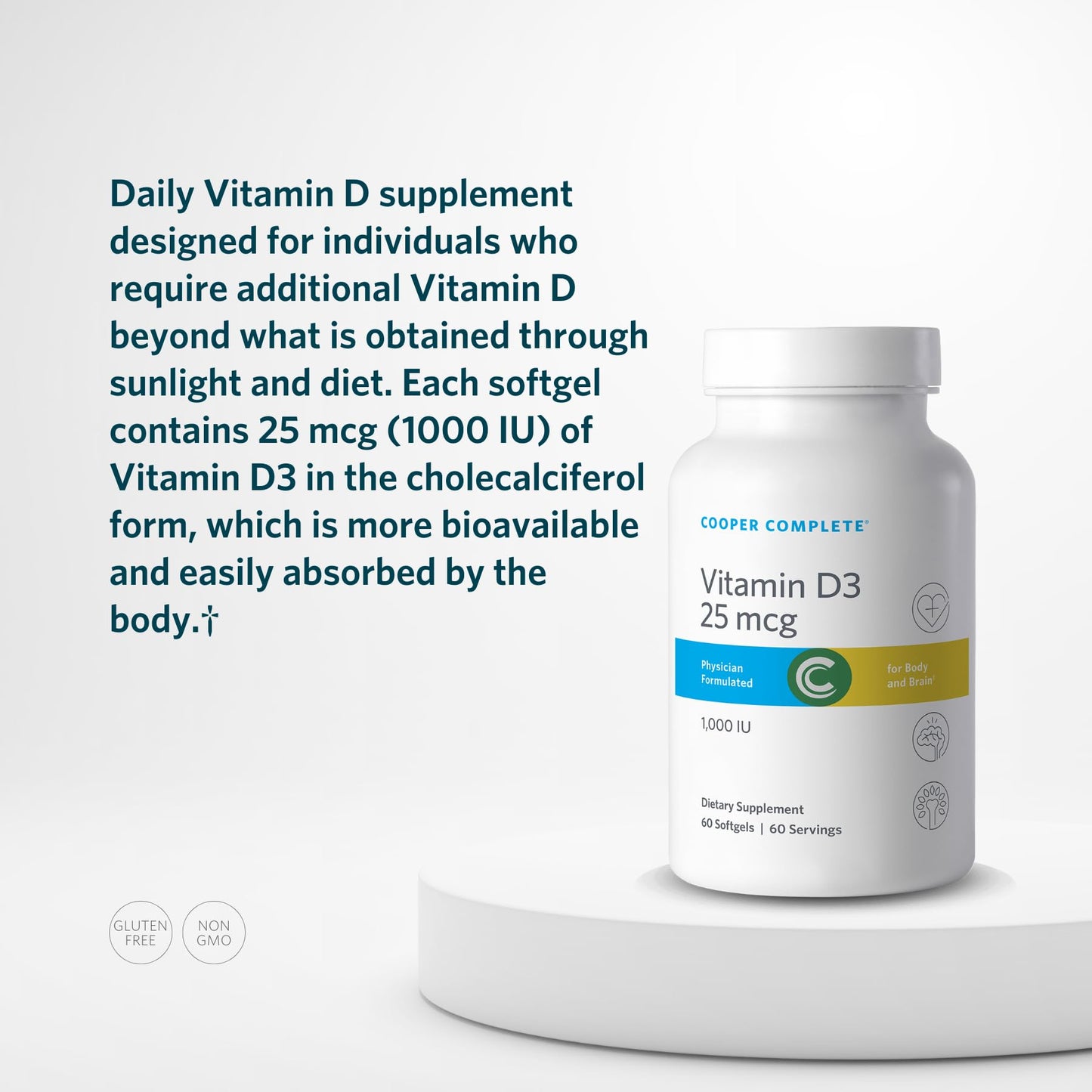 Cooper Complete Vitamin D3 25 mcg (1000 IU) Cholecalciferol Softgel, 60 Softgels