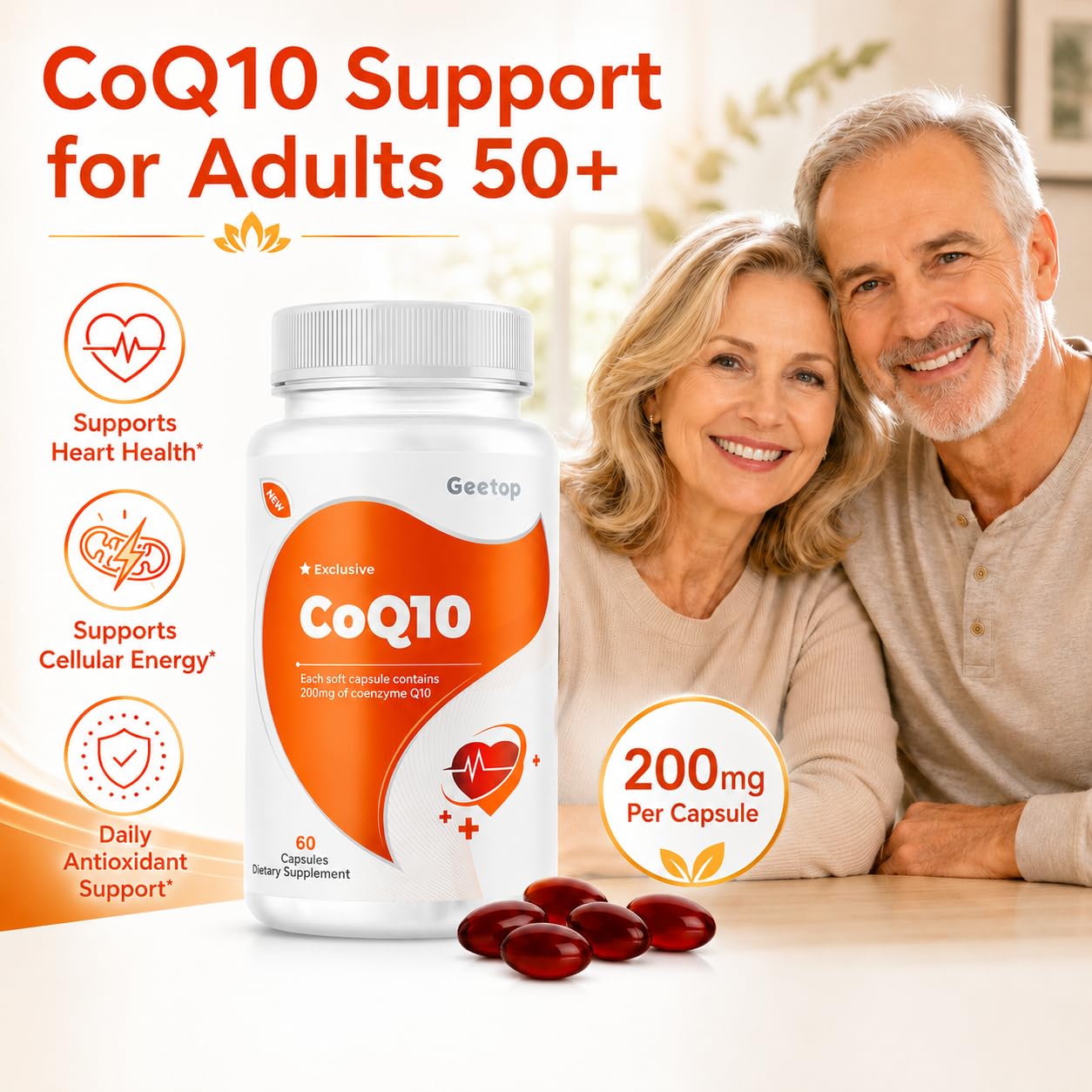 Geetop CoQ10 200mg Ubiquinol Capsule 60 Count
