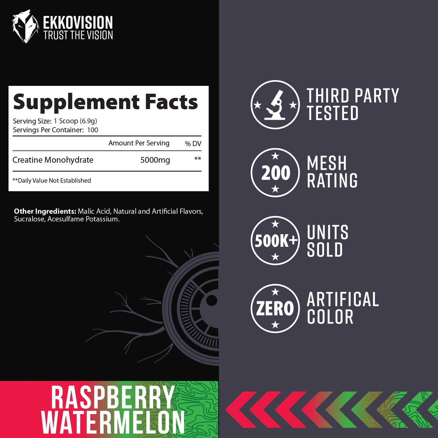 Ekkovision Creatine Monohydrate Powder, 100 Servings