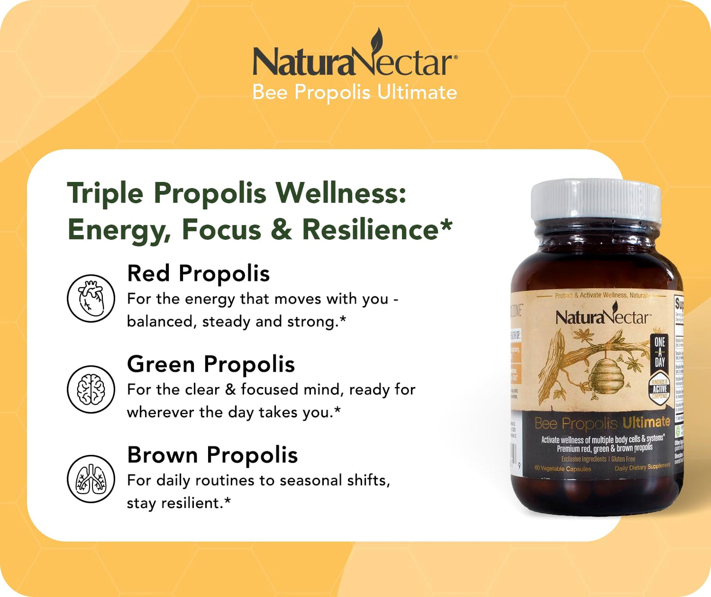 NaturaNectar Ultimate Bee Propolis Capsules 60 Capsules