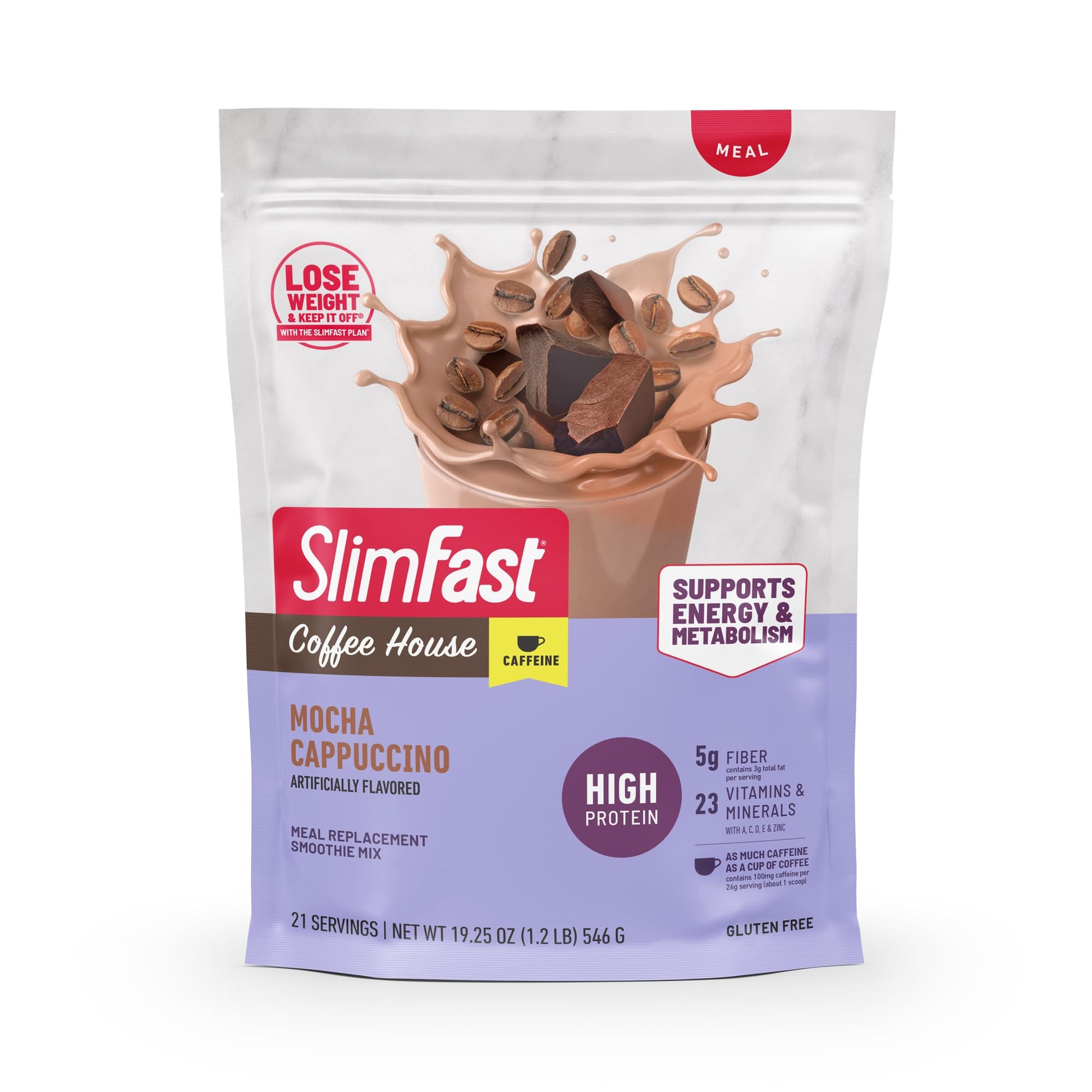 SlimFast High Protein Meal Replacement Powder Mocha Cappuccino, 19.25 Ounce