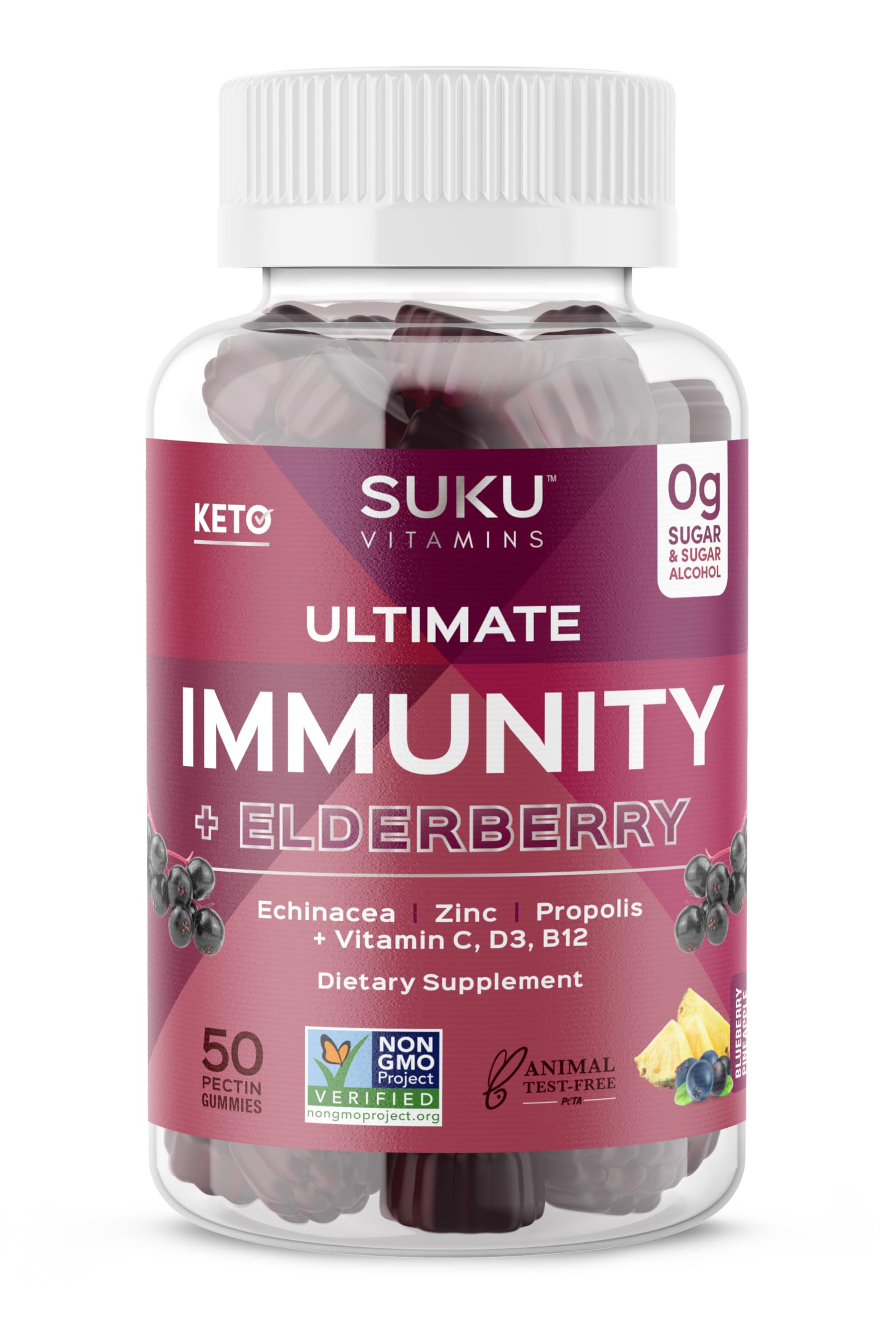 SUKU Ultimate Immunity Elderberry Echinacea and Propolis Gummies, Gummy, 50 Count
