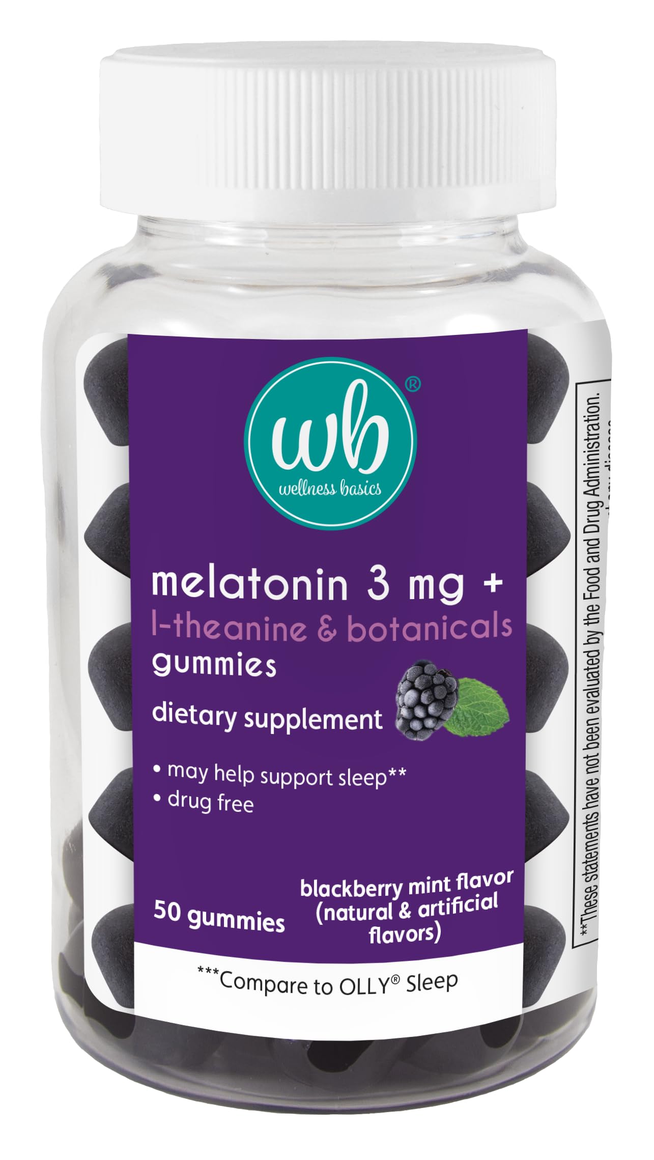Wellness Basics Melatonin Gummy, 50 Count