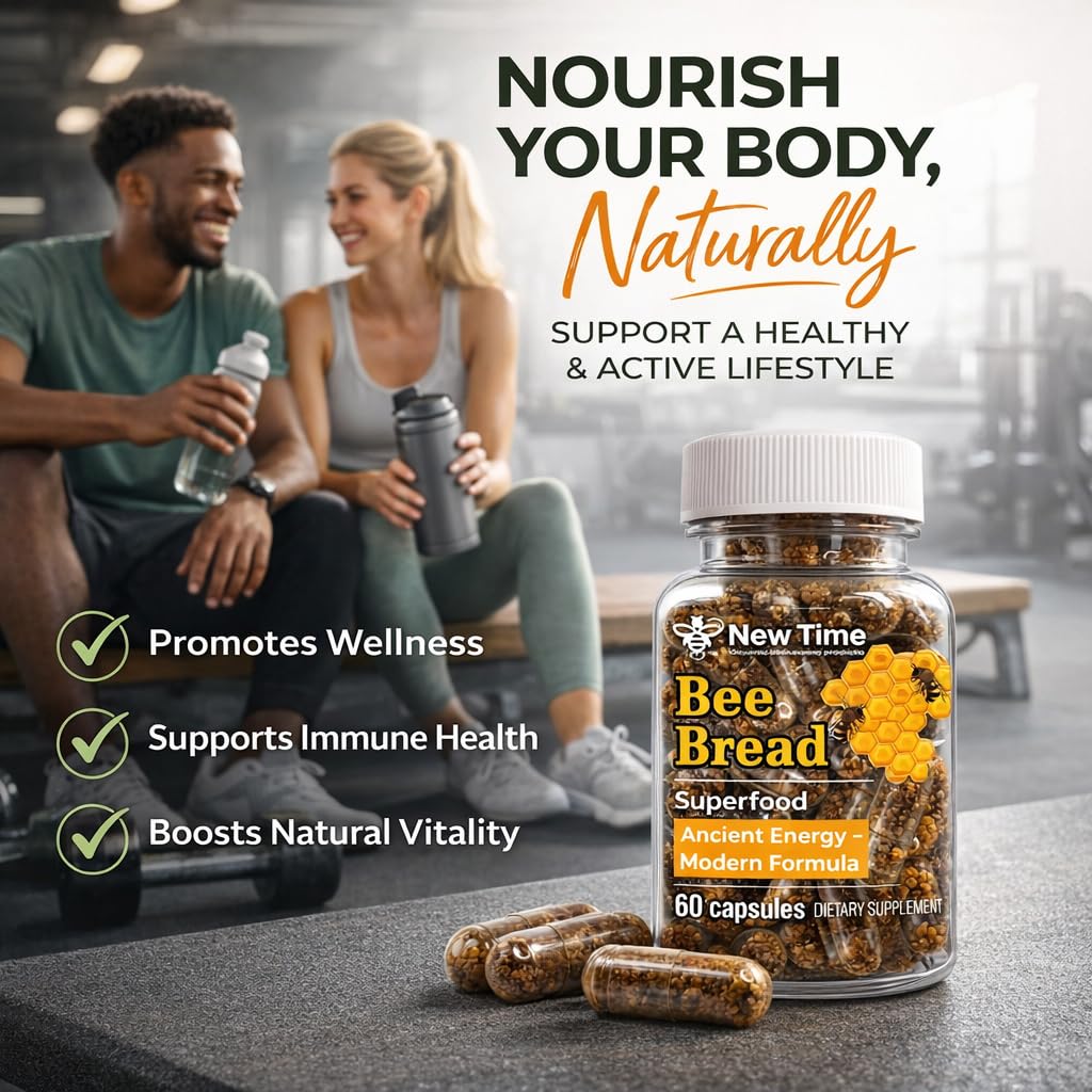 New Time Organic Beekeeping Products Bee Bread 60 Veggie Capsules