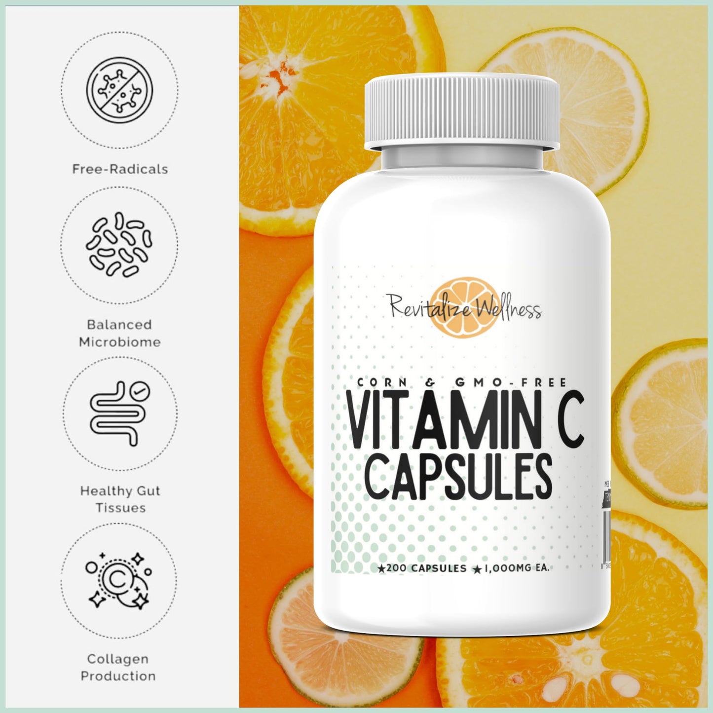 Revitalize Wellness Vitamin C 1000 mg Capsules 200 Count