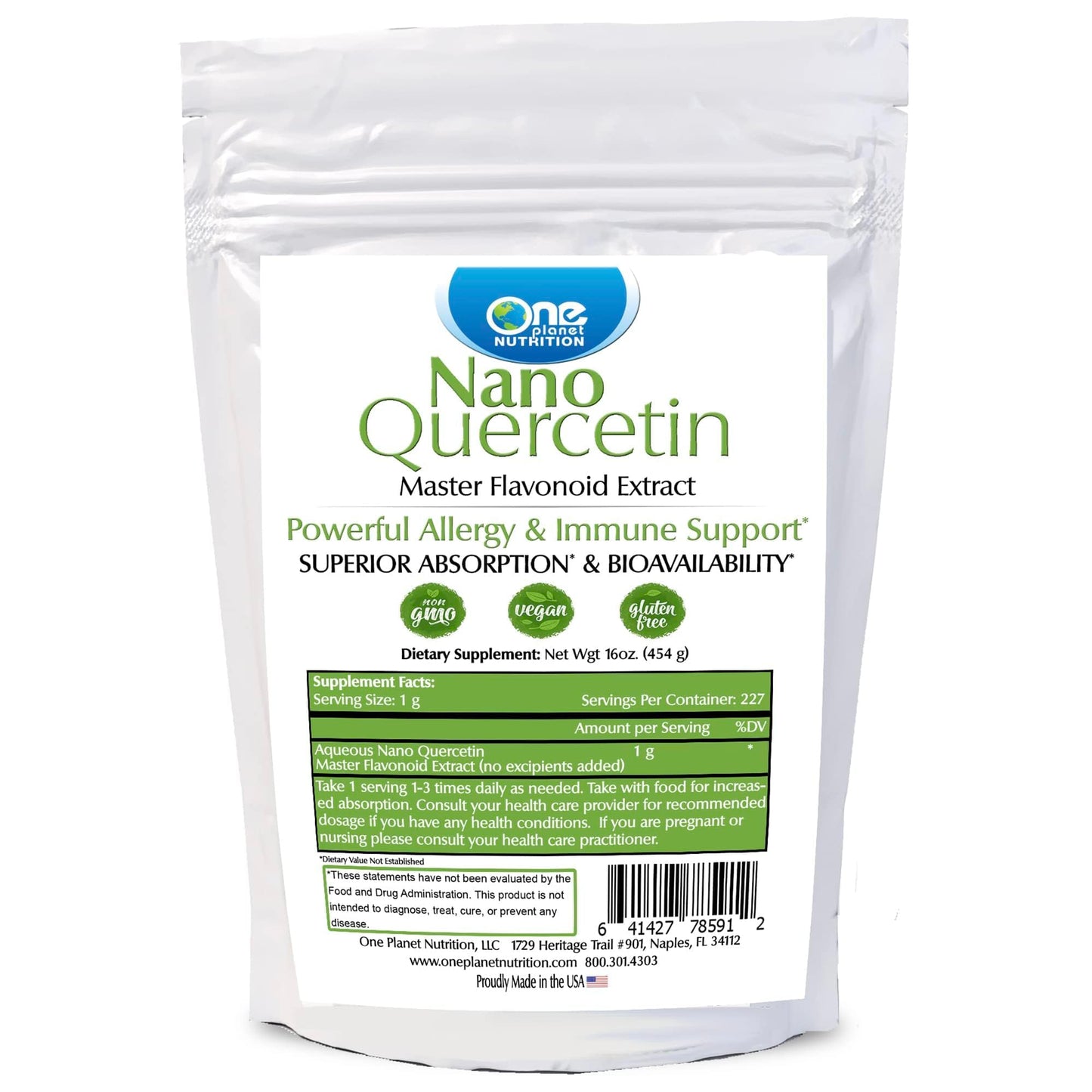 One Planet Nutrition Nano Quercetin Powder 8 oz