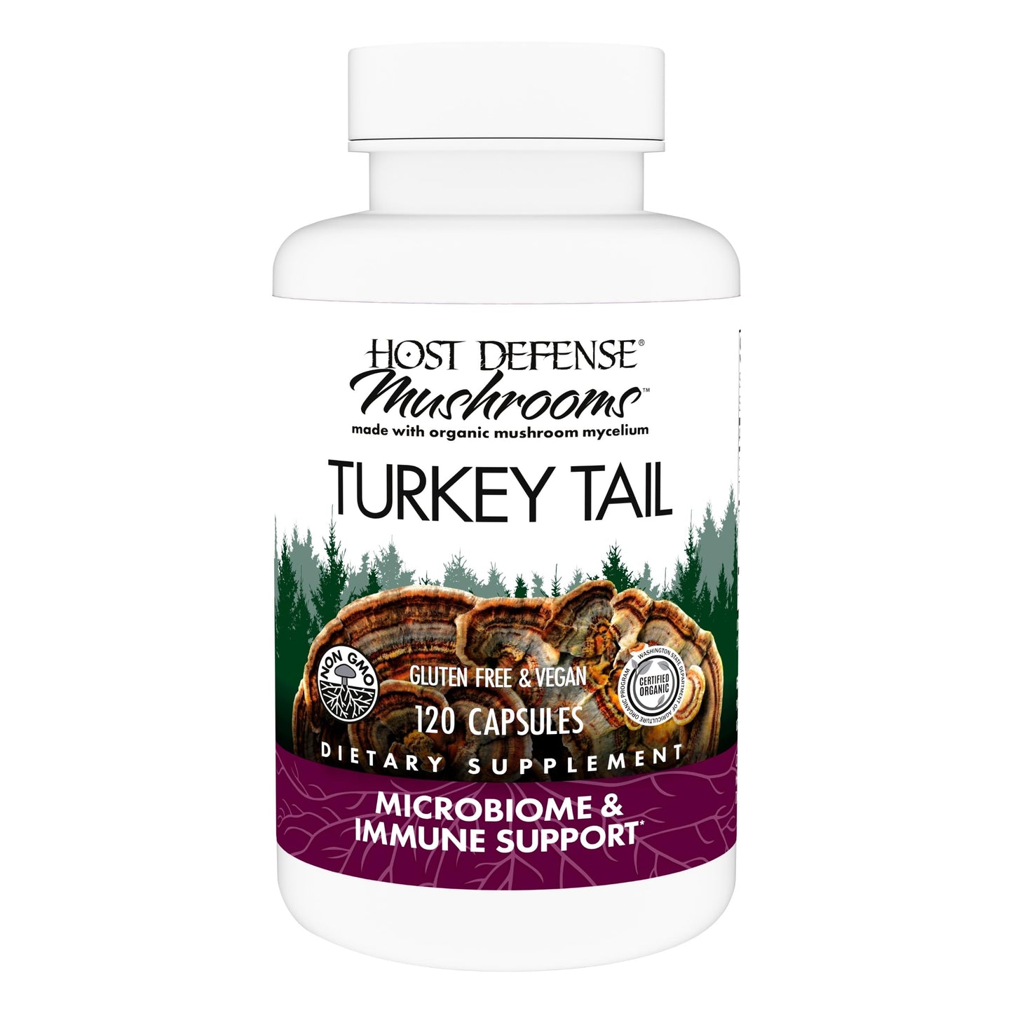 Host Defense Turkey Tail Capsules Digestive Health & Immune Response Support Mushroom Supplement, 120 Capsules