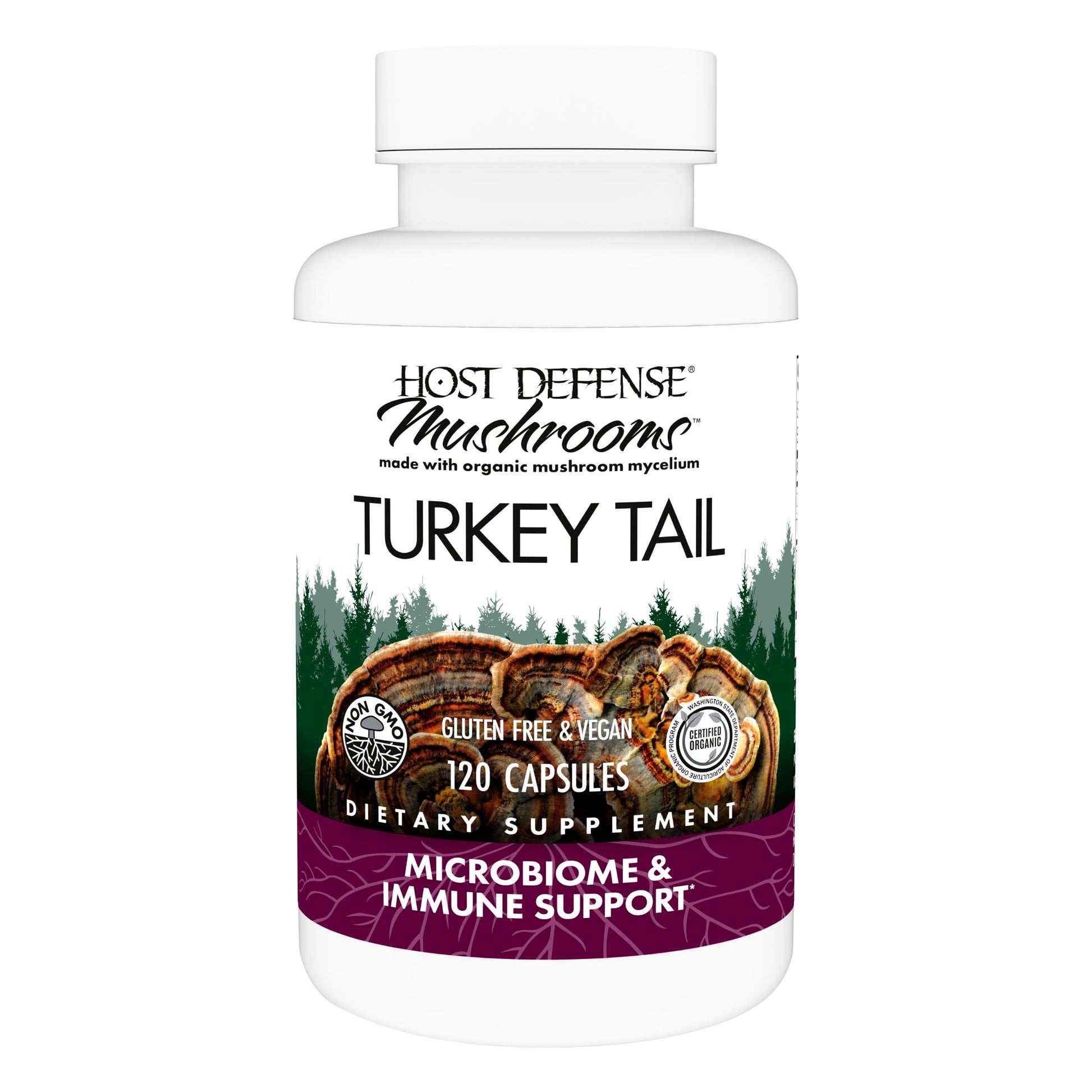 Host Defense Turkey Tail Capsules Digestive Health & Immune Response Support Mushroom Supplement, 120 Capsules