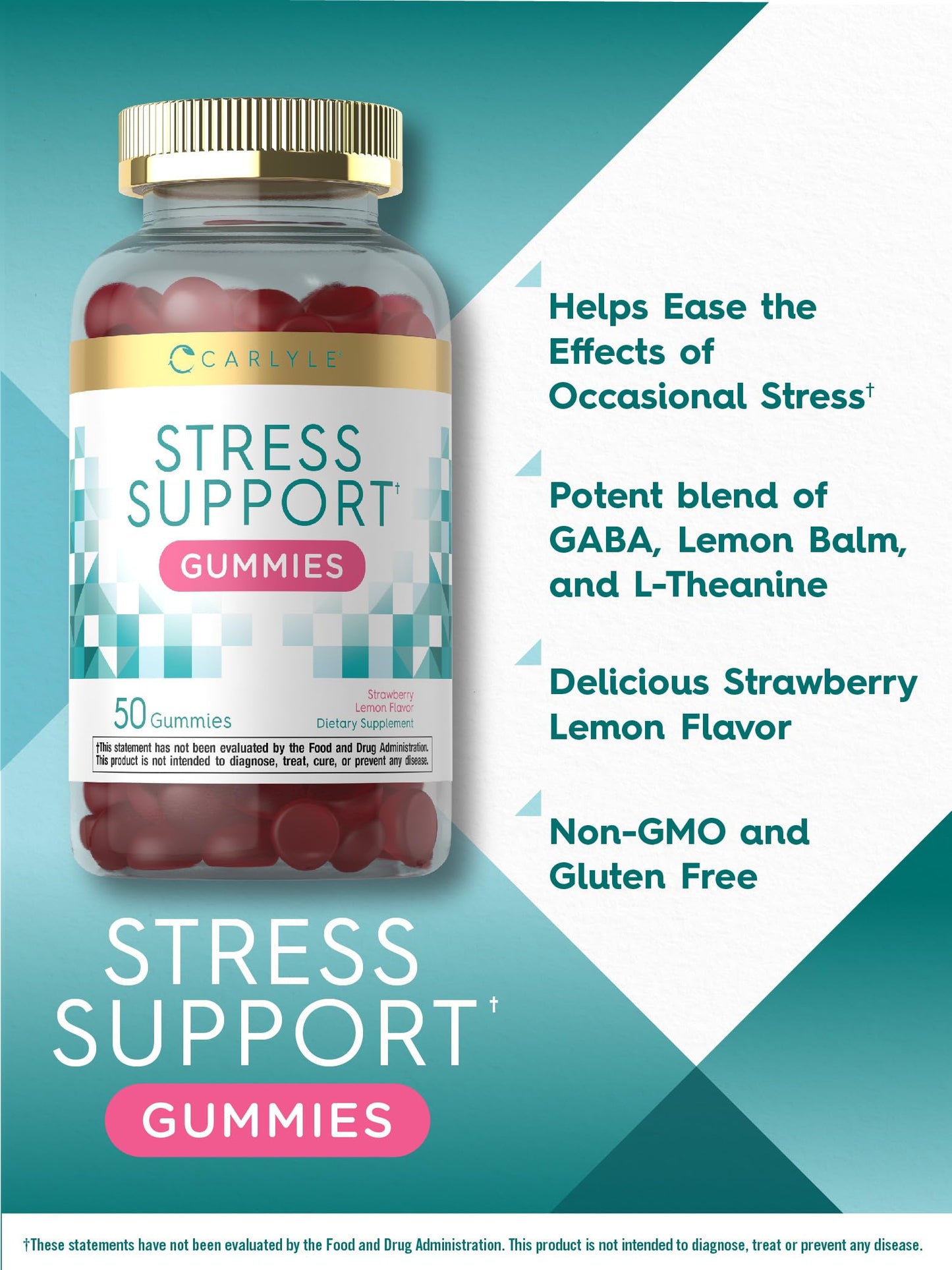 Carlyle Stress Support Supplement Gummies 50 Count