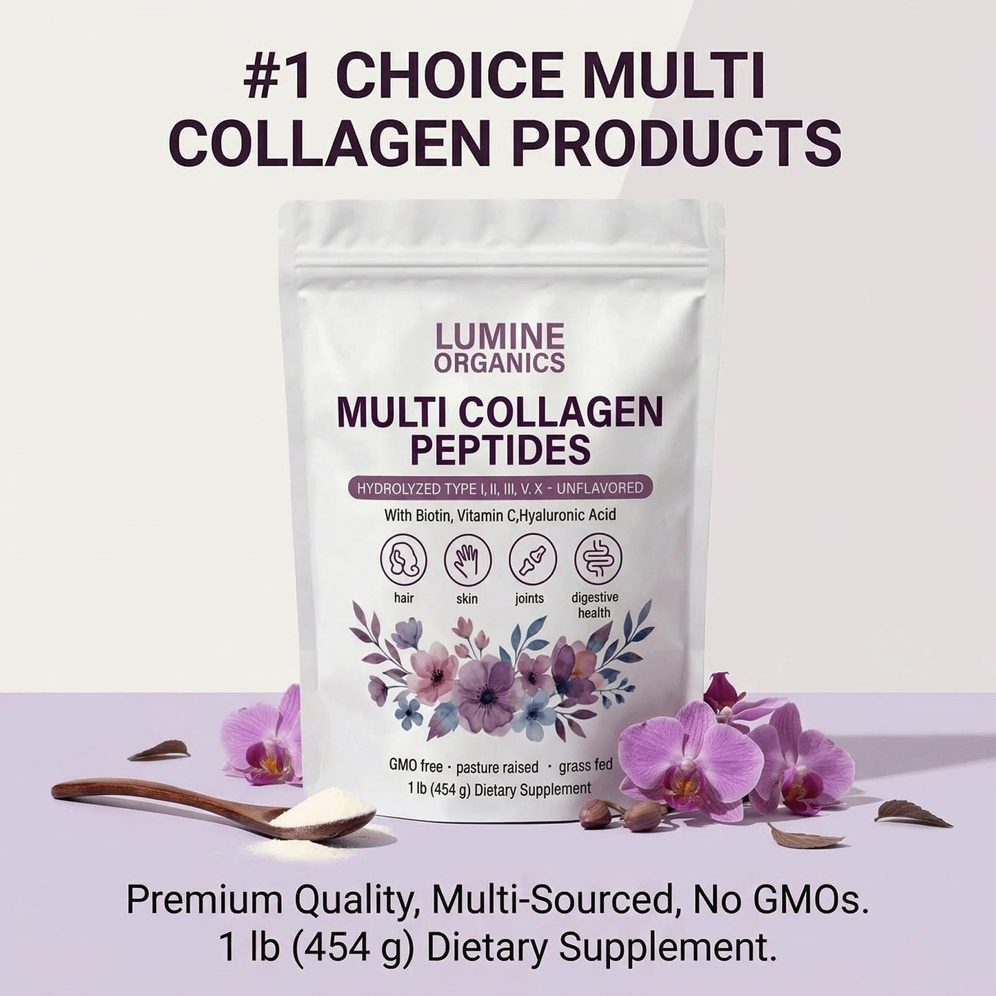 Lumine Organic Collagen Peptides Powder, 1 oz