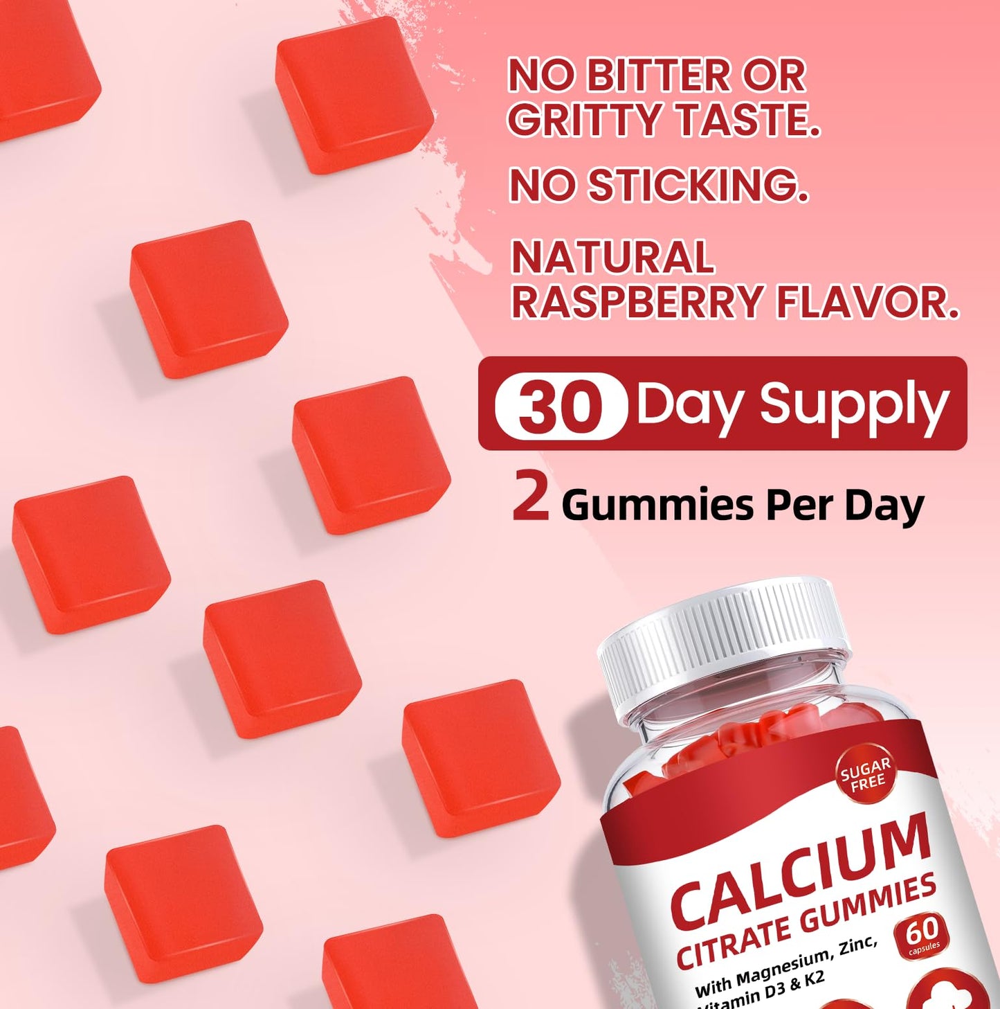 DONYU Calcium Citrate 1200mg Gummies with Vitamin D3, 60 Gummies