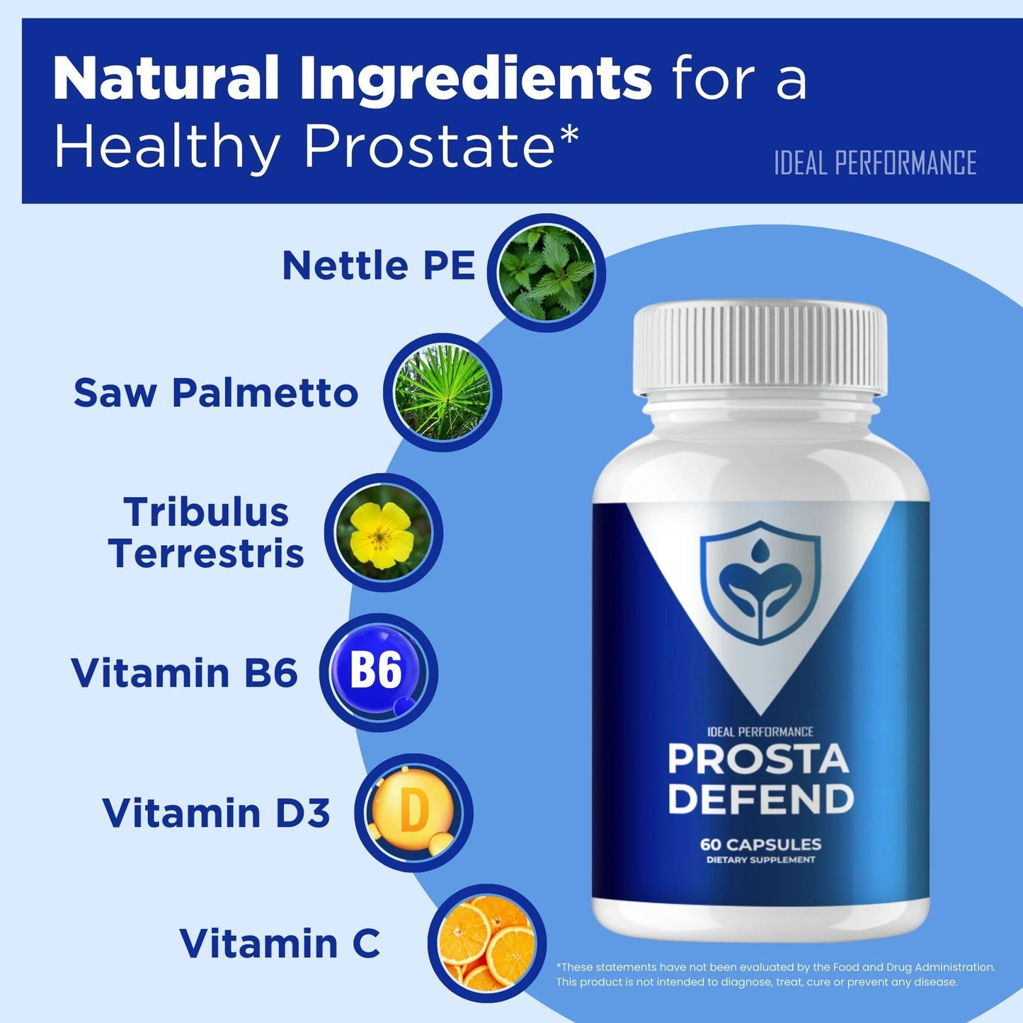 IDEAL PERFORMANCE Prosta Defend Prostate Health Supplement Capsules, 60 Count