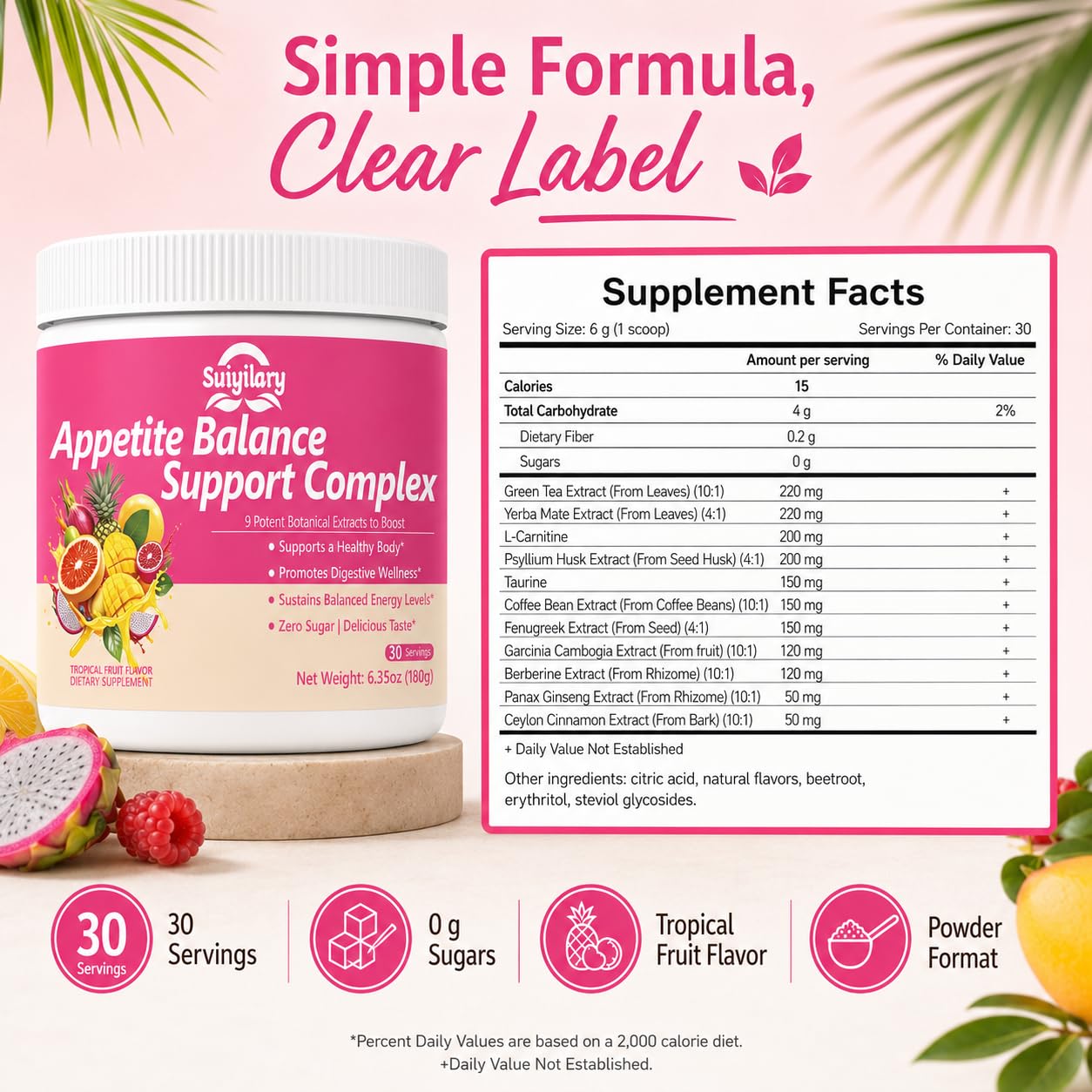Suiyilary GLP-1 Booster Supplement Powder 6.35 Ounce
