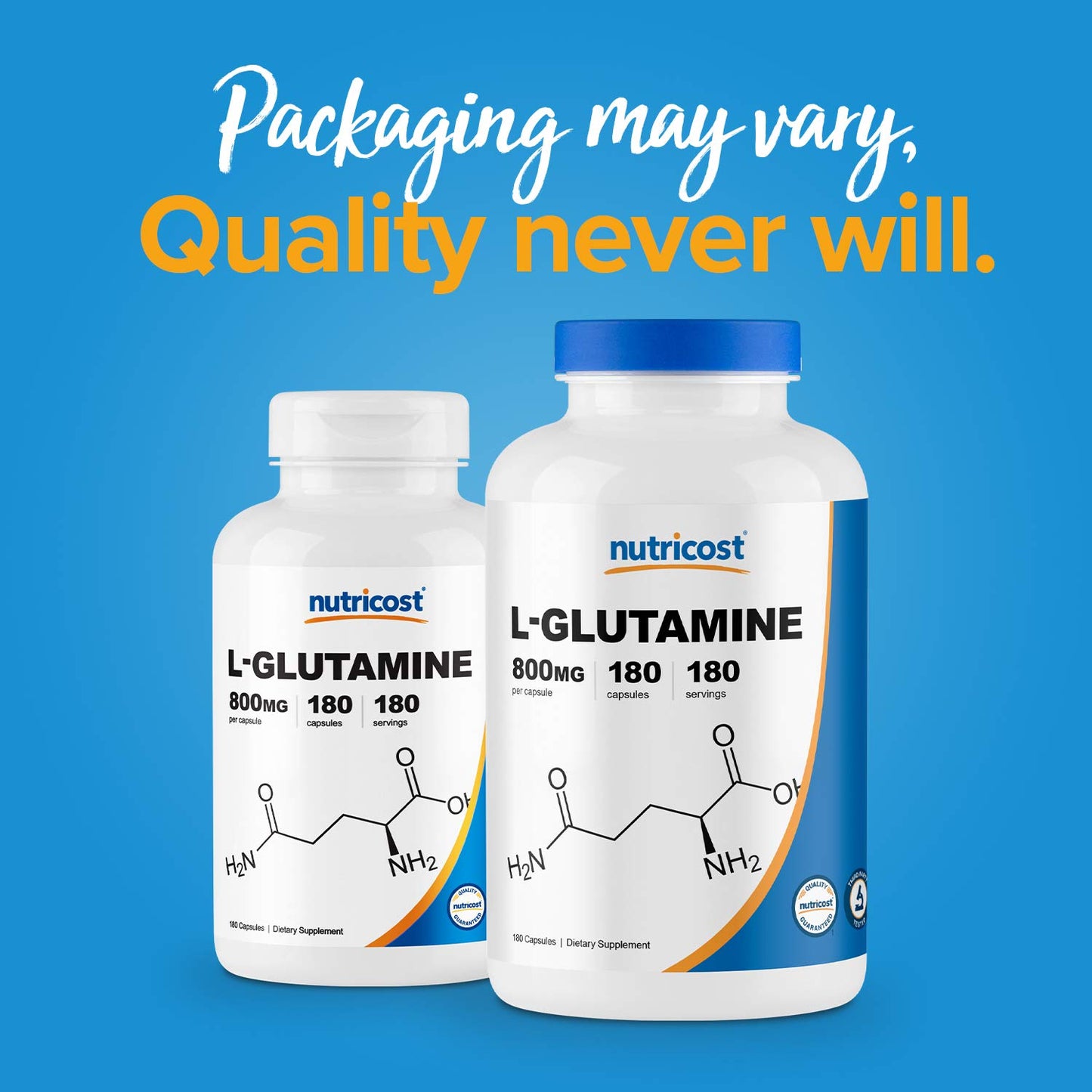 Nutricost L-Glutamine 800mg Capsules, 540 Capsules