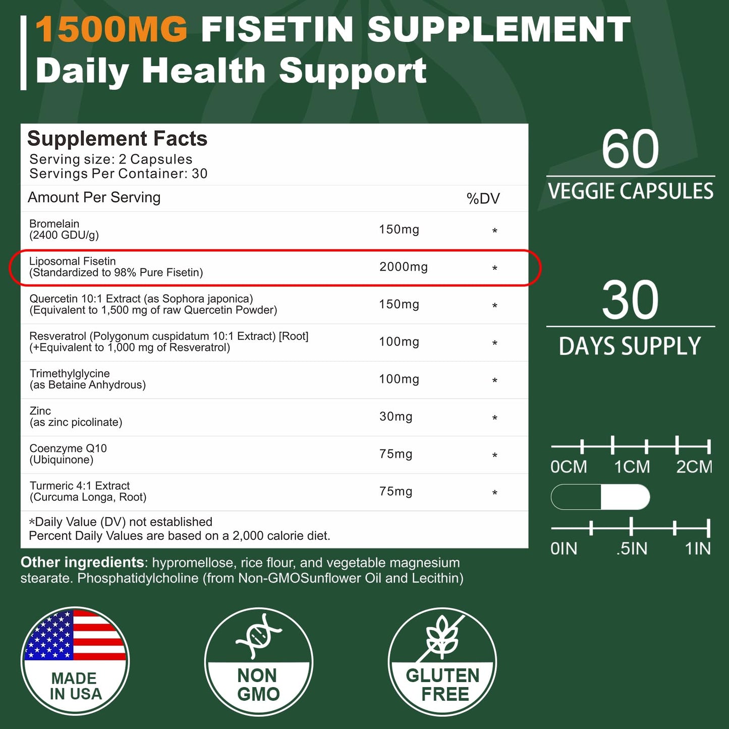 NICMIN Liposomal Fisetin Supplement 180 Capsules