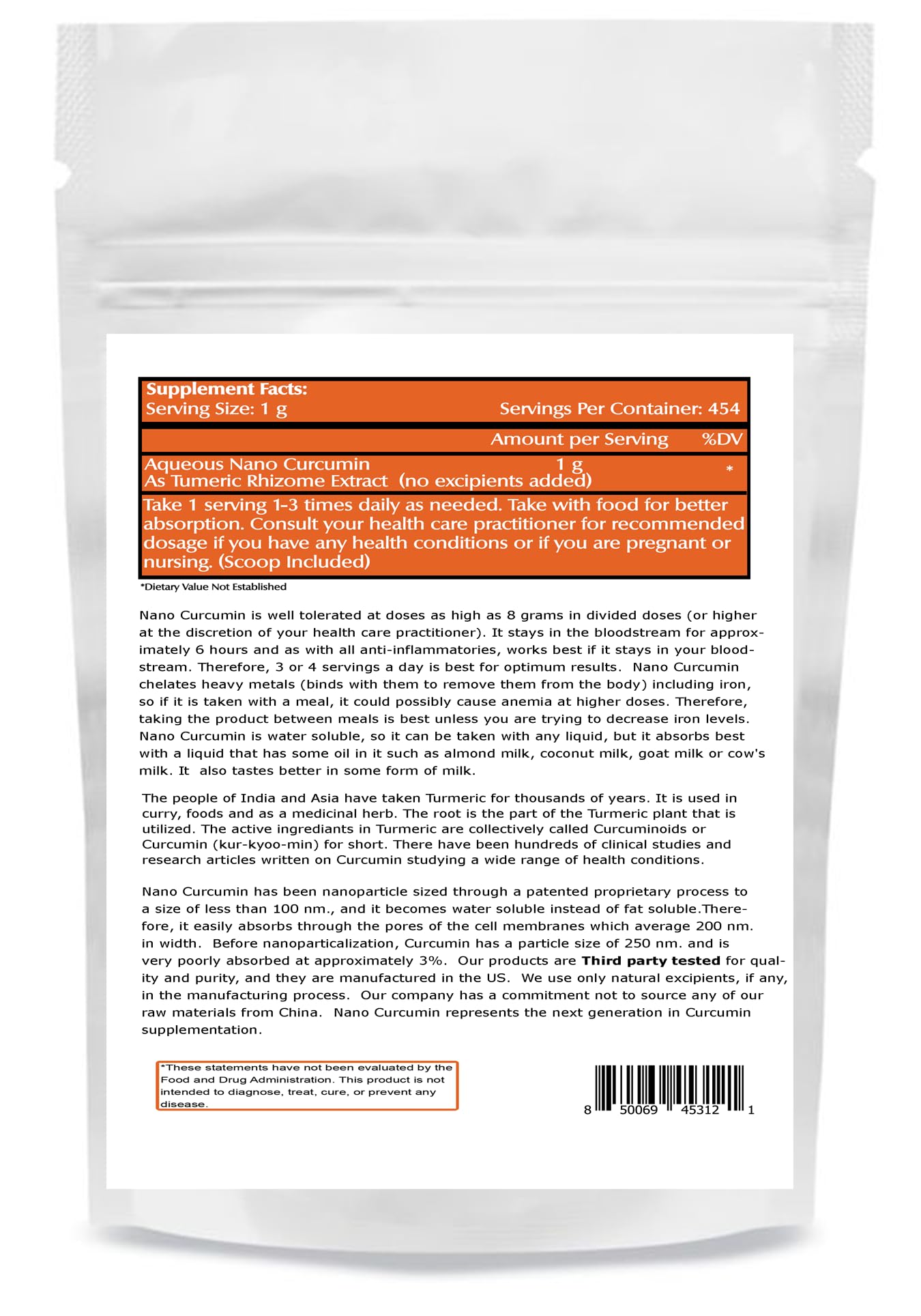 One Planet Nutrition Nano Curcumin Powder 16 oz