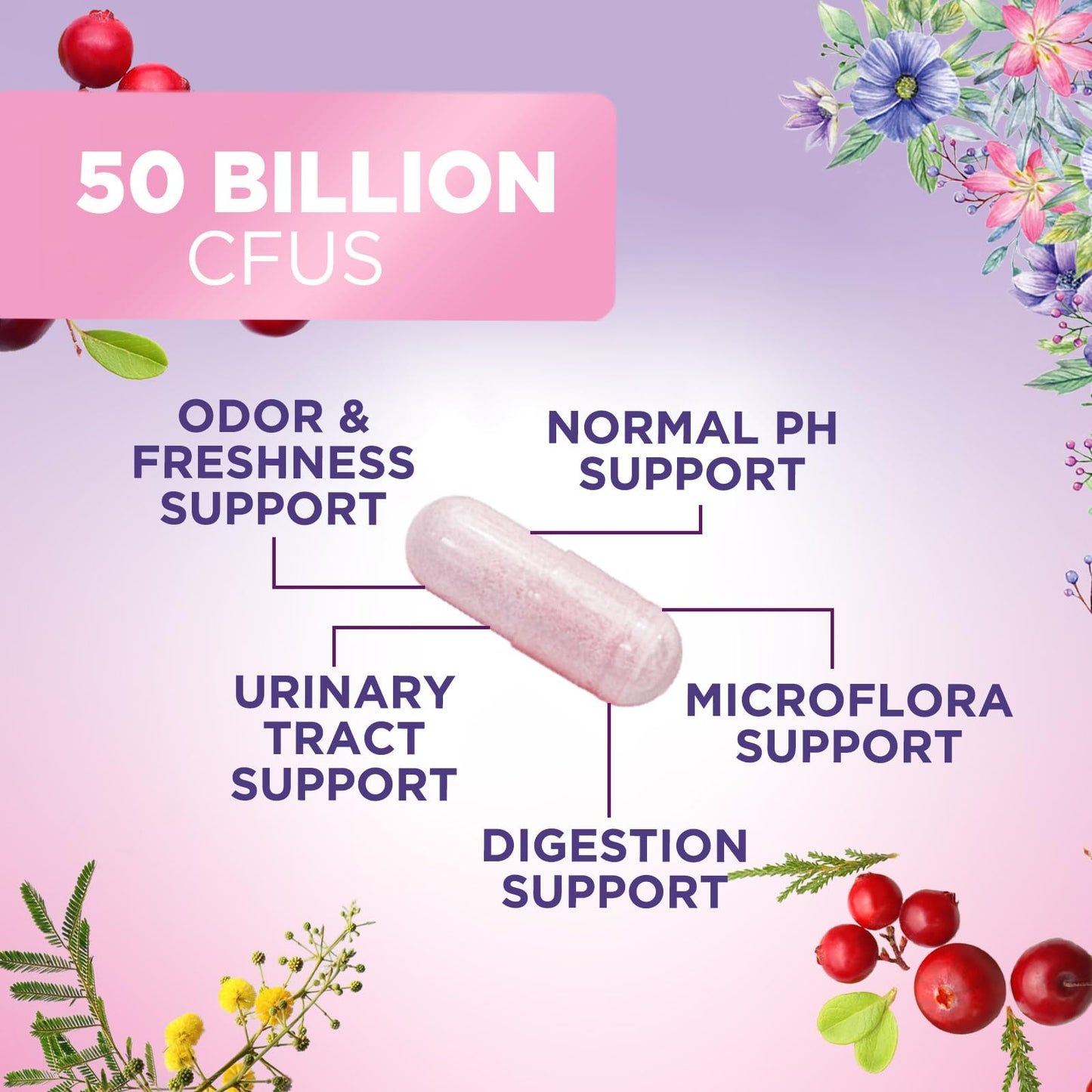 Nature's Nutrition Probiotics for Women - Probiotic Blend 50 Billion CFU, 16 Strains, 60 Capsules