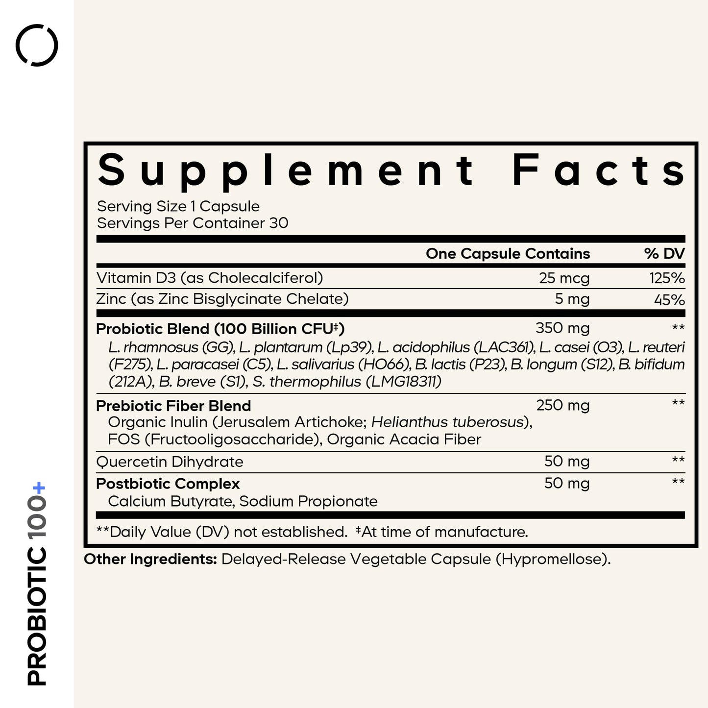 Codeage Probiotic+ 100B CFU 12 Strains Quercetin Zinc 30 Capsules