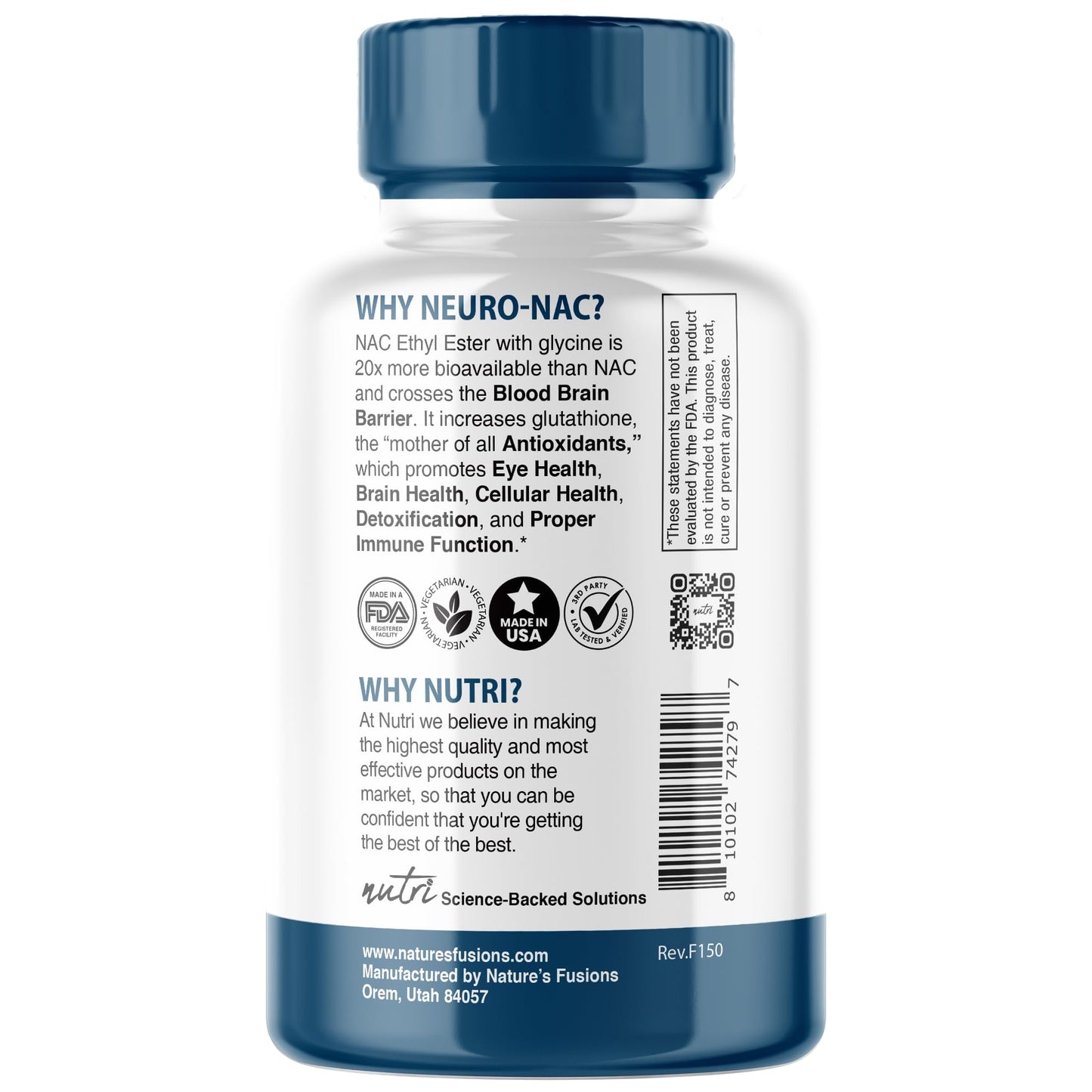 Nature's Fusions Nutri Neuro NAC Supplement 60 Capsules