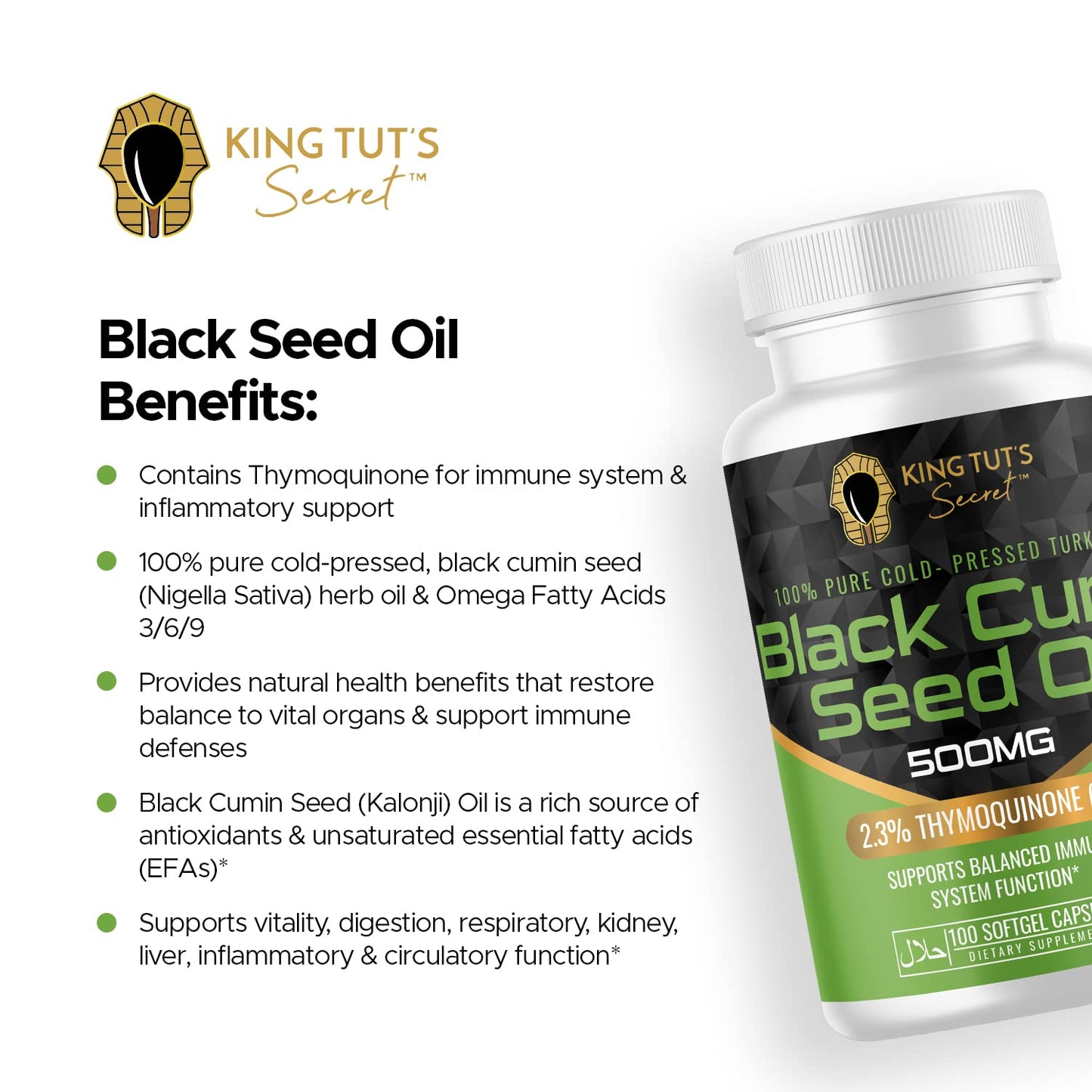 KING TUT'S SECRET Black Seed Softgels 500 mg, 1 Count