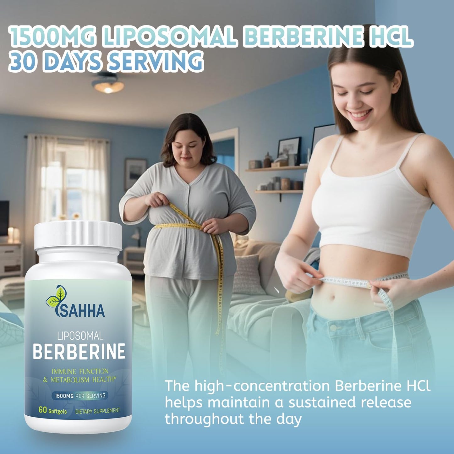 Sahha Liposomal Berberine HCL 1500mg Softgel 120 Count