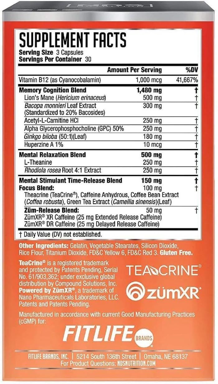 FitLife Brands Neuro Sphere Brain Health Formula 90 Capsules