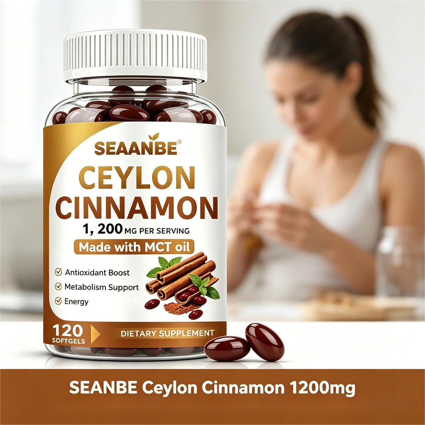 SEAANBE Ceylon Cinnamon Softgels Capsule, 120 Count