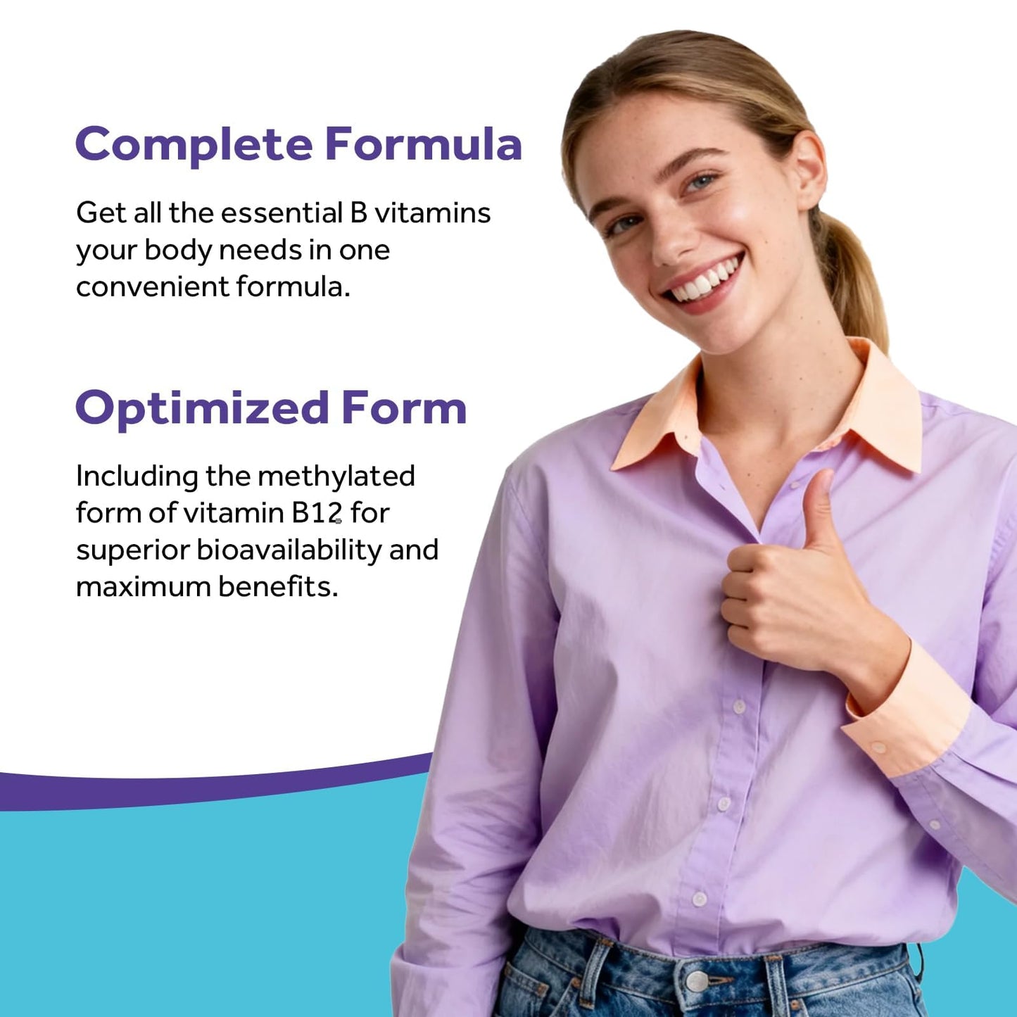 Doctor's Recipes Ultra B Complex Vitamins for Women and Men, with Methylated B12 1000mcg, B6, B1, Folic Acid, 60 Capsules