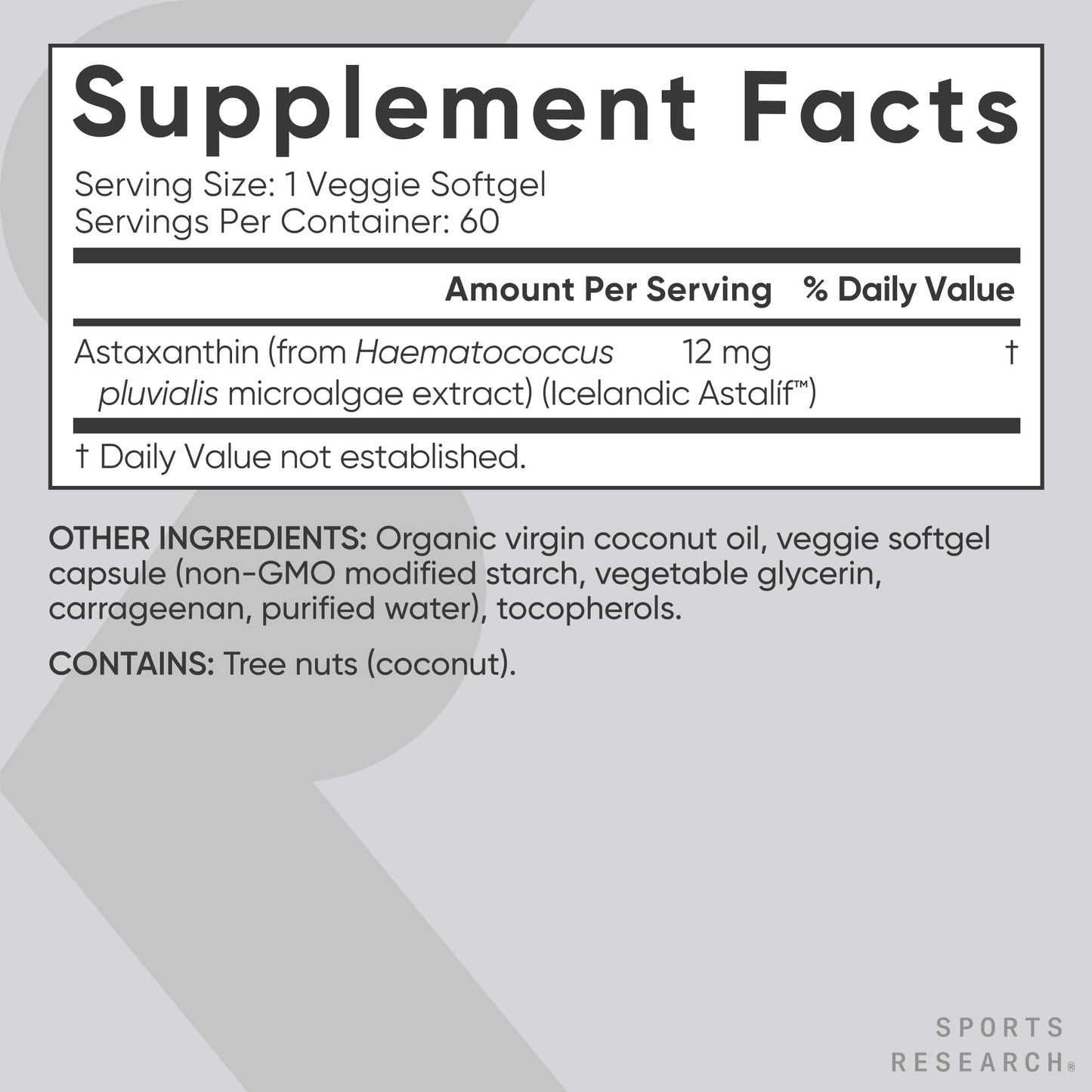 Sports Research Triple Strength Vegan Astaxanthin Supplement from Algae - Plant Based Softgels, 60 Count