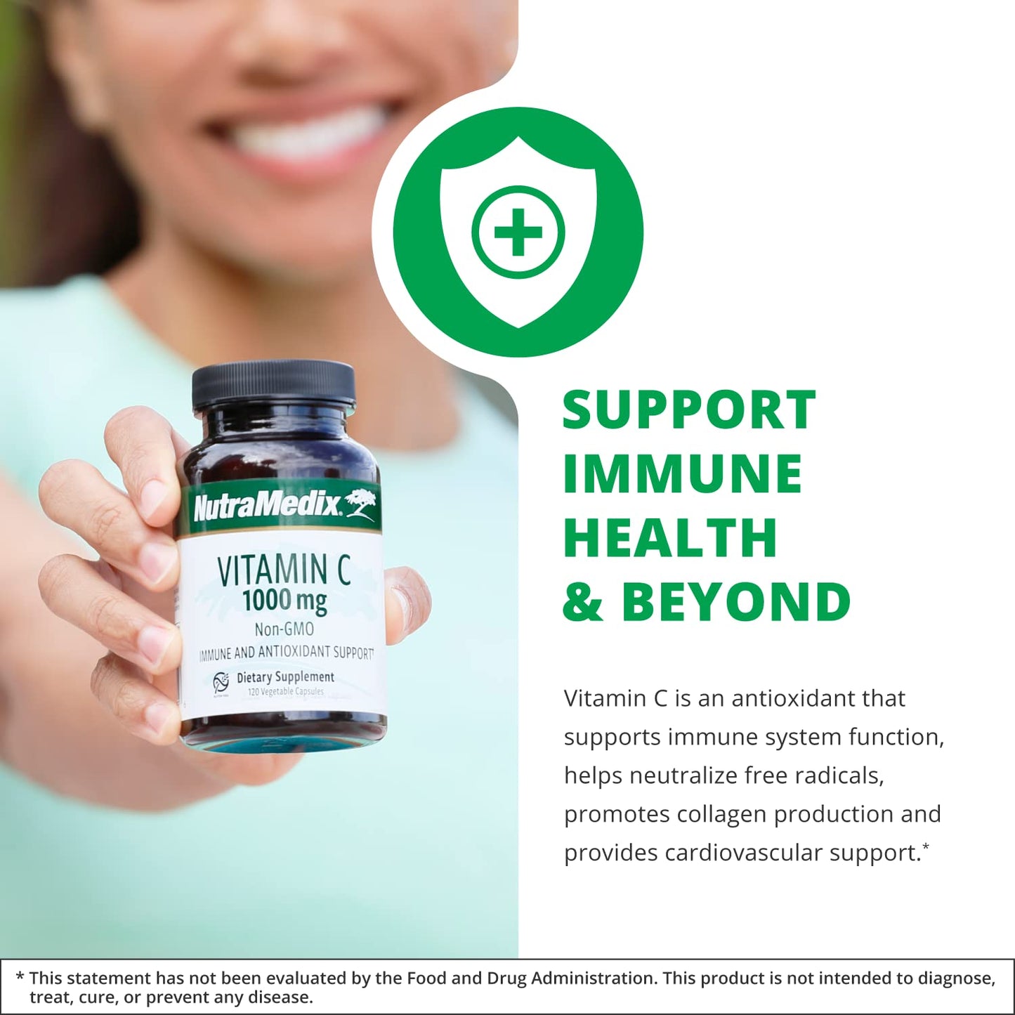 NutraMedix Vitamin C 1000mg Vegetarian Capsules, 120 Capsules