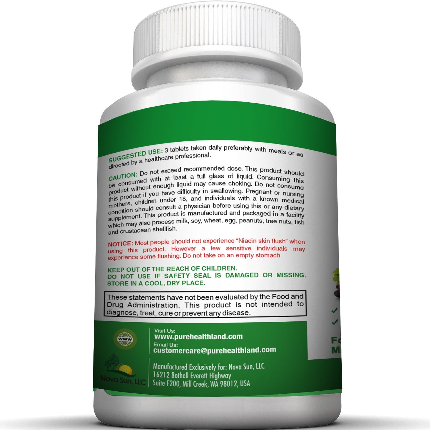 Pure Healthland Non-GMO Super Daily Multivitamin for Adults – 42 Natural Fruits & Vegetables Blend with 21 Essential Vitamins & Minerals – Vegan Coating Tablets, 90 Count