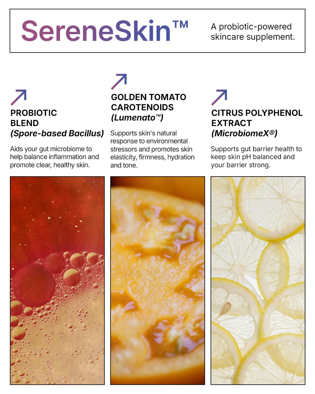 Microbiome Labs SereneSkin Spore-Based Probiotic Complex with Citrus Polyphenols for Skin Clarity & Gut Health Support - Daily Probiotic Skincare - Soothe The Gut-Skin Axis 60 Capsules