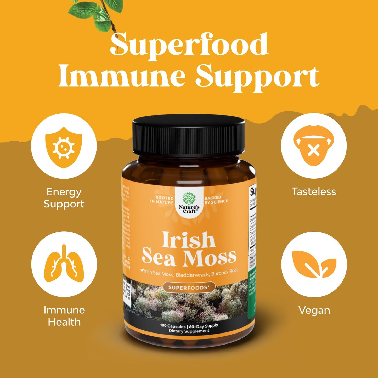 Natures Craft Irish Sea Moss Capsules 180 Capsules