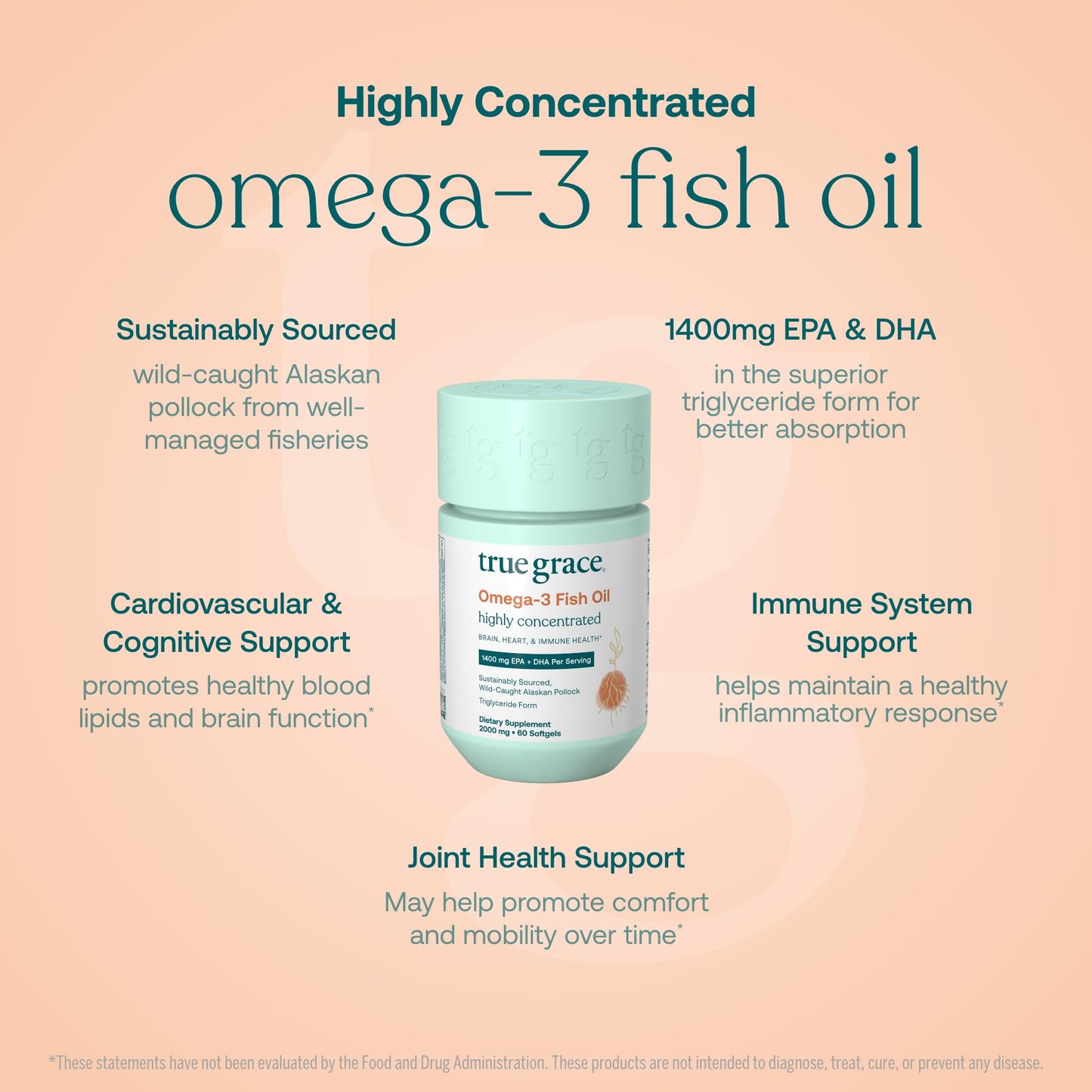 True Grace One Daily Women’s Multivitamin 40+ (30 Vegan Tablets), Omega-3 Fish Oil (60 Softgels) & One Daily Women’s Probiotic (30 Vegetarian Capsules) – 120-Count