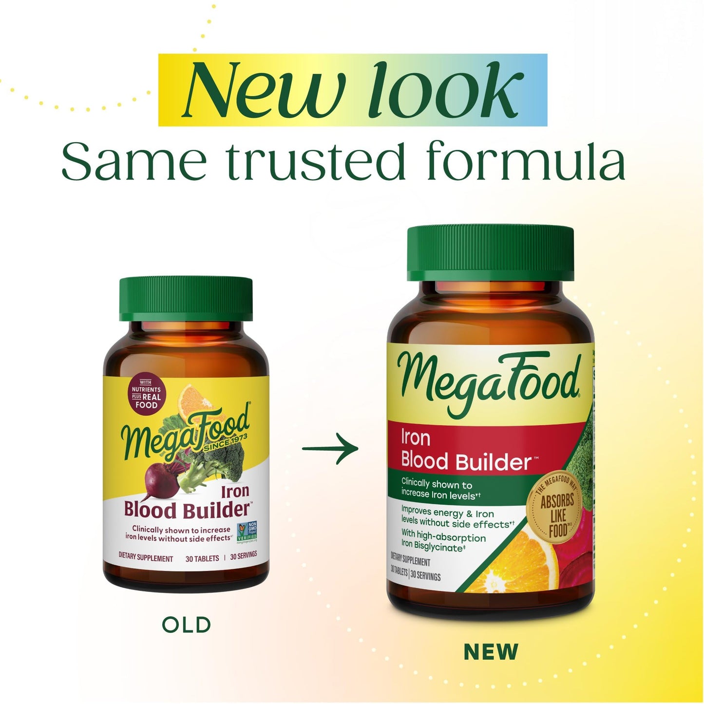MegaFood Blood Builder Iron Supplement for Women & Men 30 Tablets