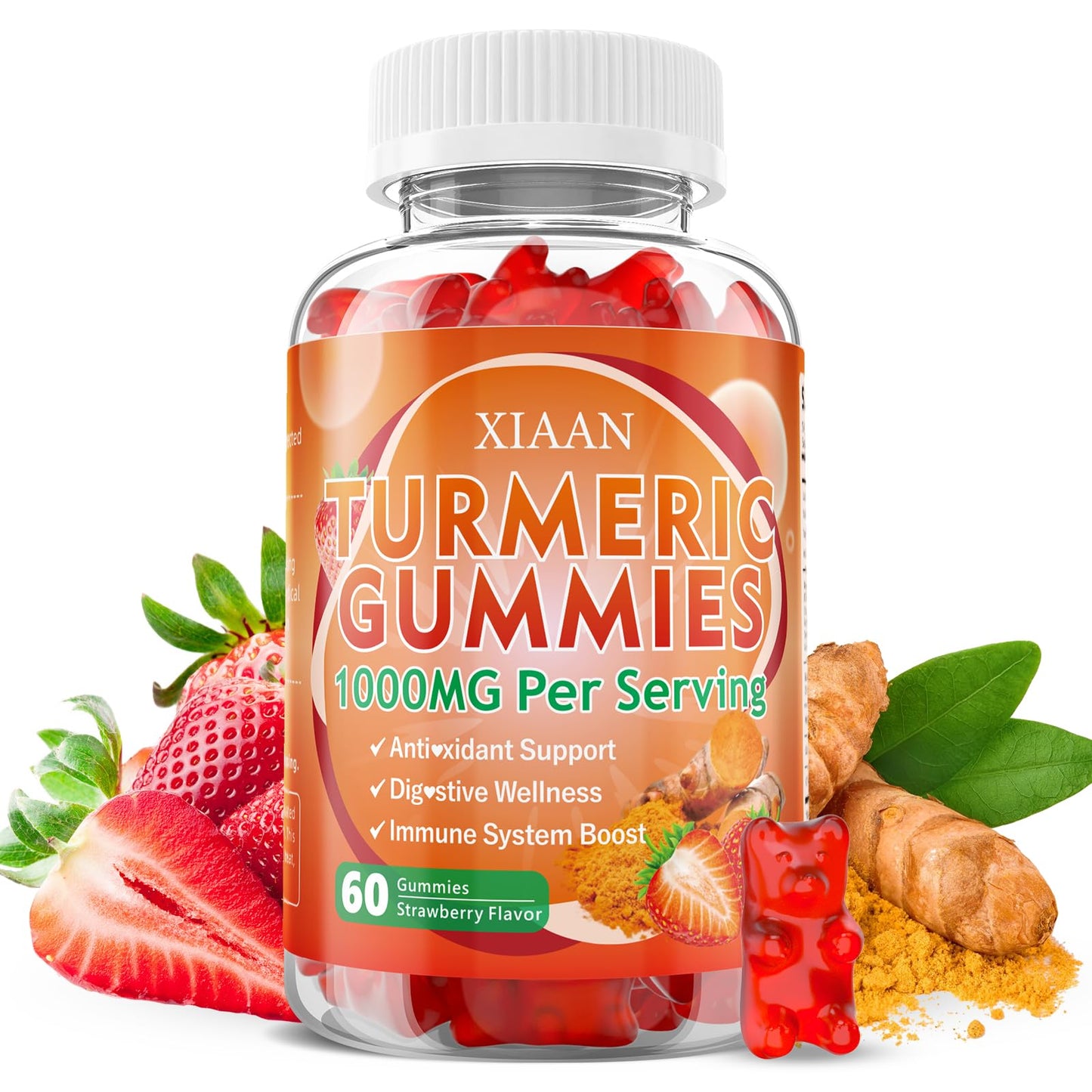 XIAAN Turmeric Gummies 1000mg, 60 Count