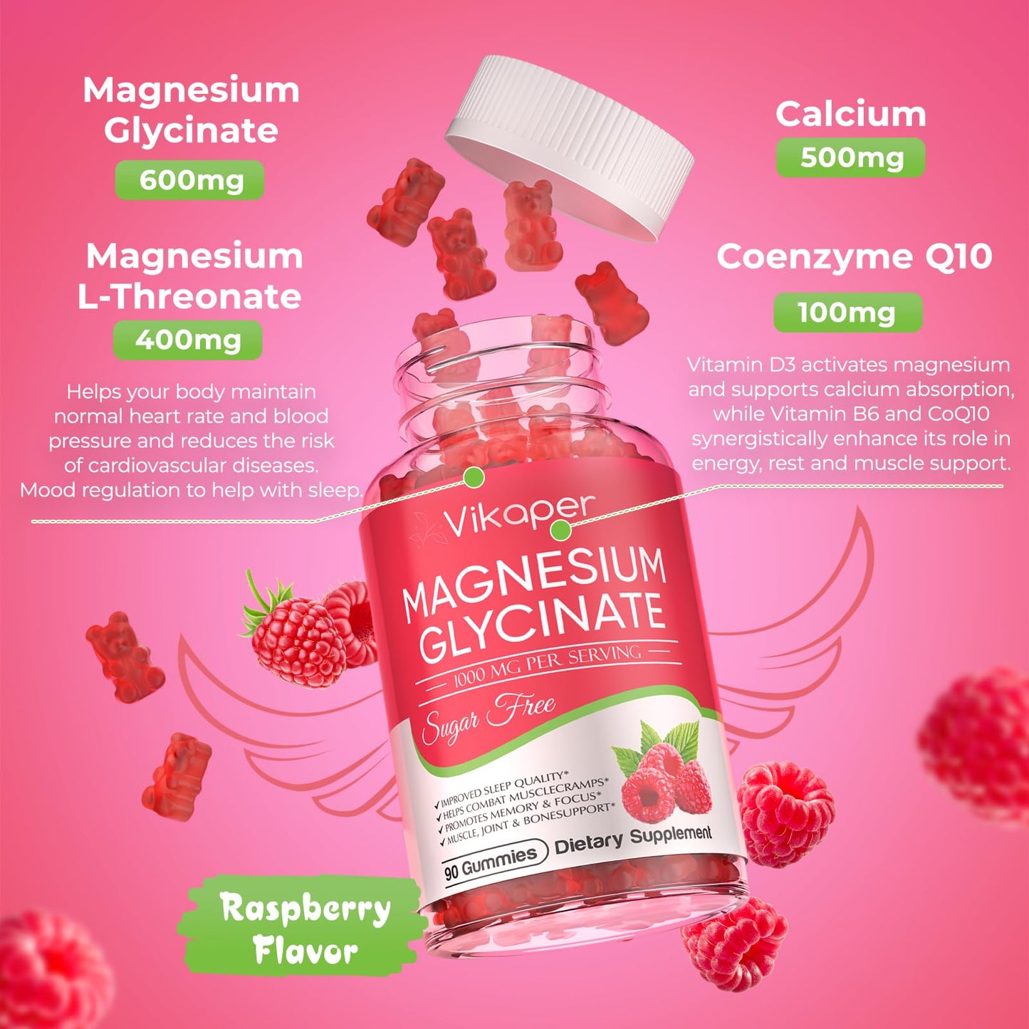 VIKAPER Magnesium Glycinate Gummies 90 Count
