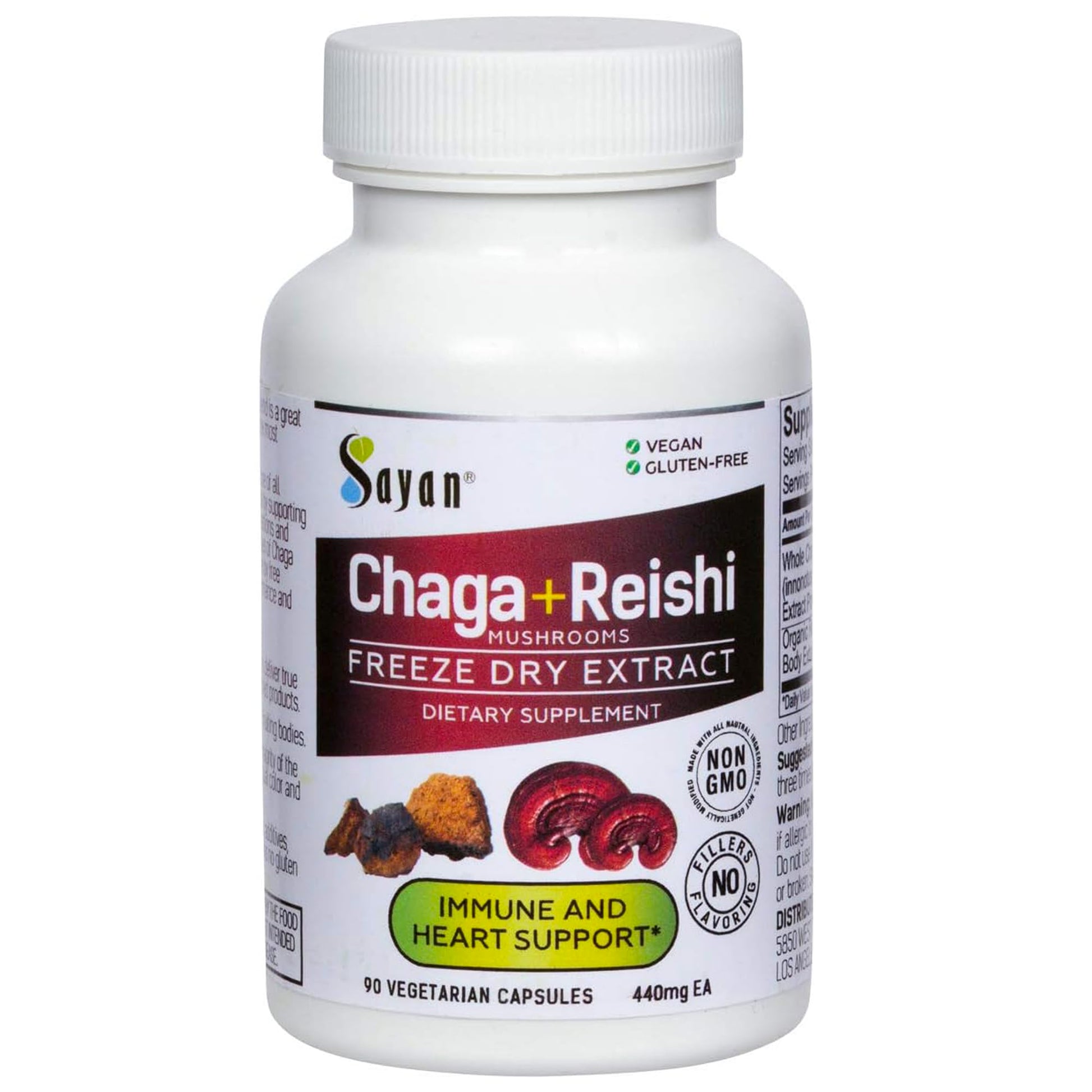 Sayan Chaga and Organic Reishi Mushroom Capsules 90 Count