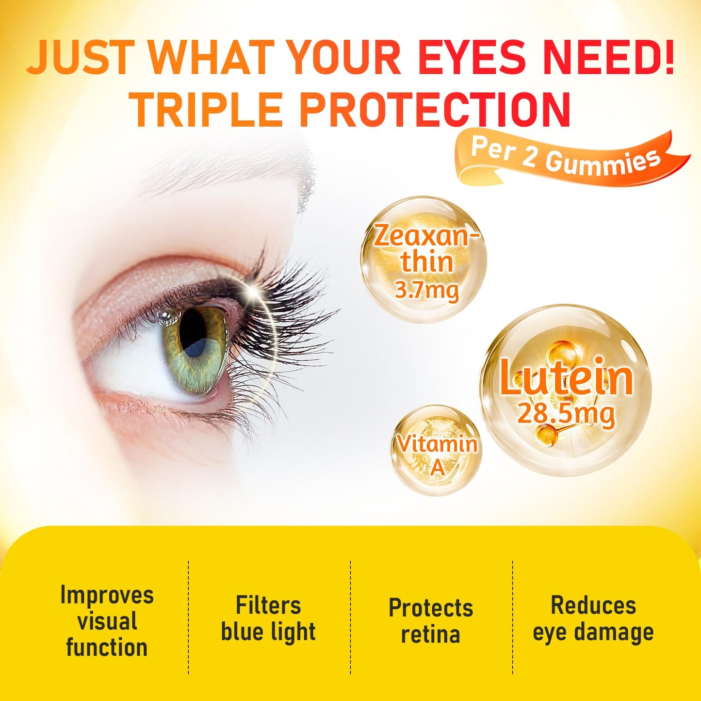 Angtai JN Lutein Gummies Eye Health Supplement with Zeaxanthin & Vitamin A 60 Count