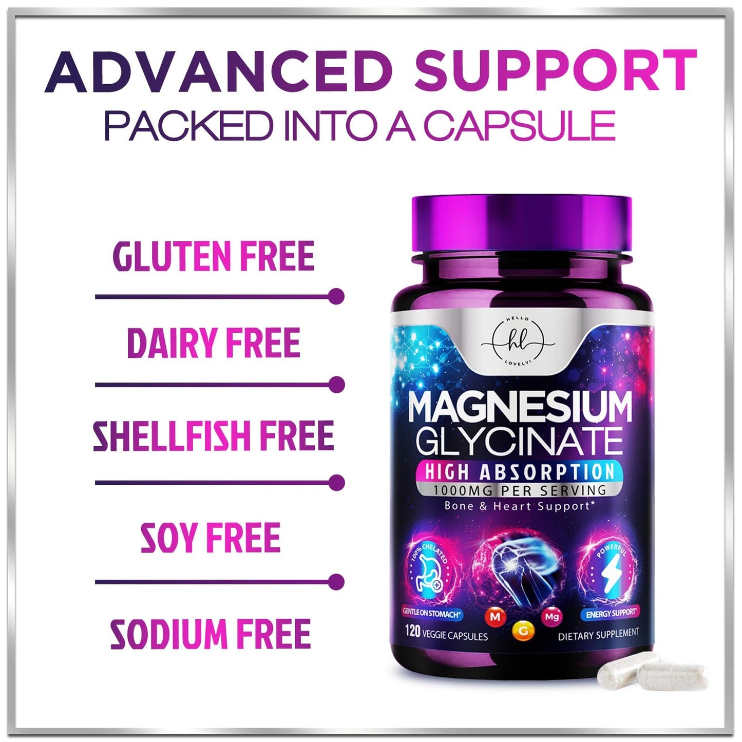 Hello Lovely! Magnesium Glycinate Supplement Capsule 120 Capsules