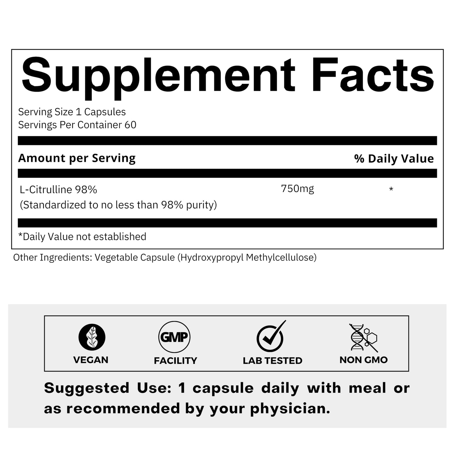 FOLIUS LABS L-Citrulline Supplement, 60 Veg Capsules