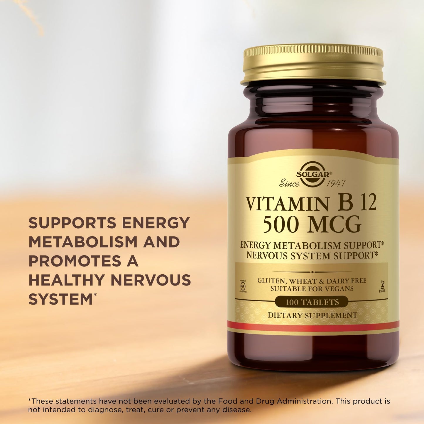 Solgar Vitamin B12 500 mcg Tablets, 200 Count