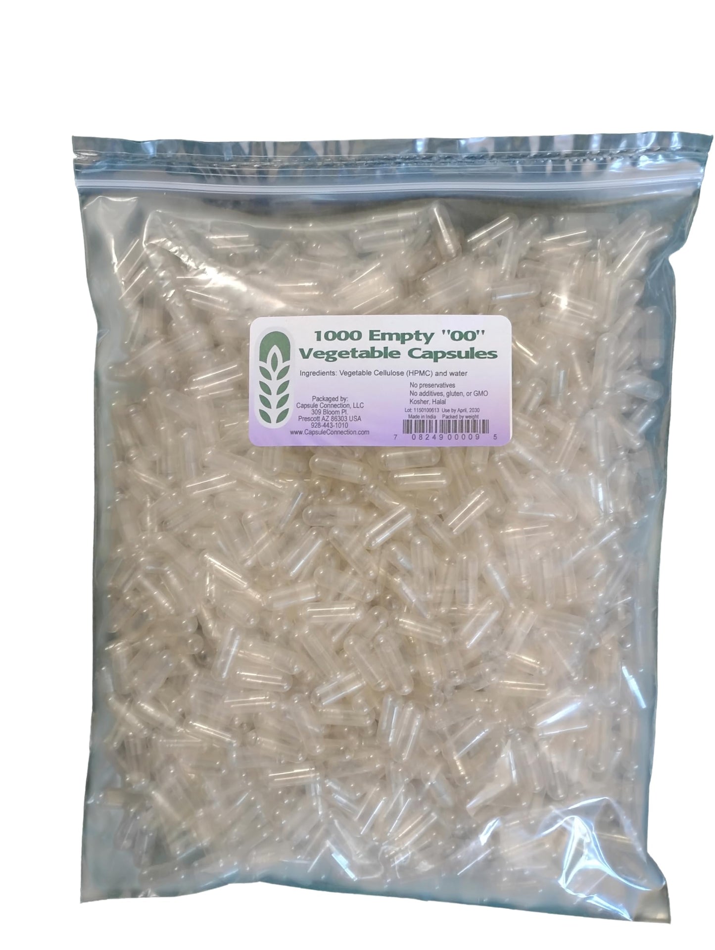 Capsule Connection Empty Vegetable Capsules Size 00, 1000 Count, Resealable Bag