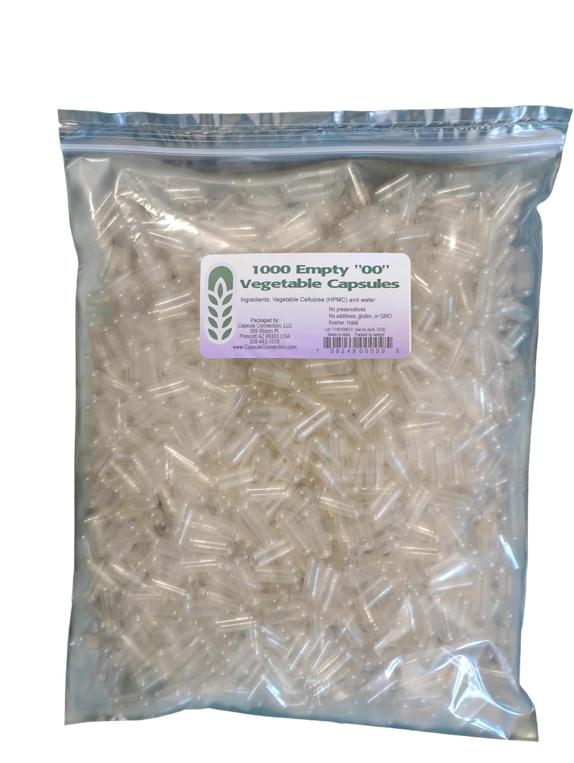 Capsule Connection Empty Vegetable Capsules Size 00, 1000 Count, Resealable Bag