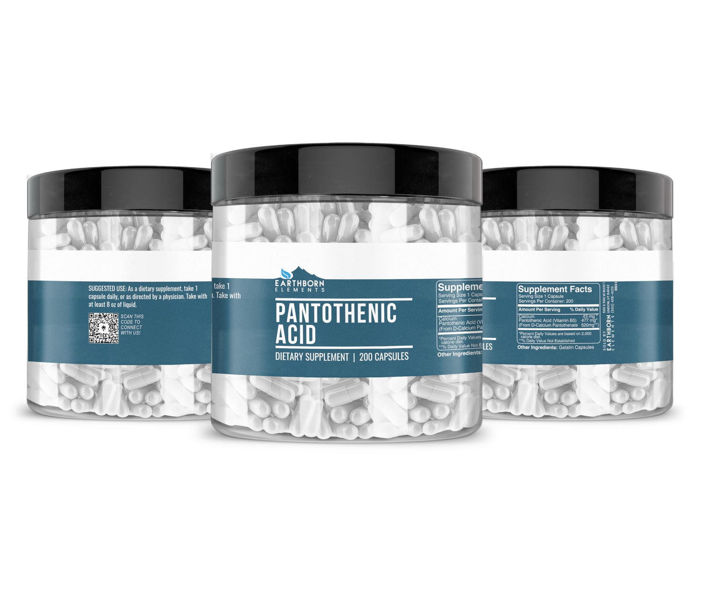 Earthborn Elements Pantothenic Acid Capsule, 200 Capsules