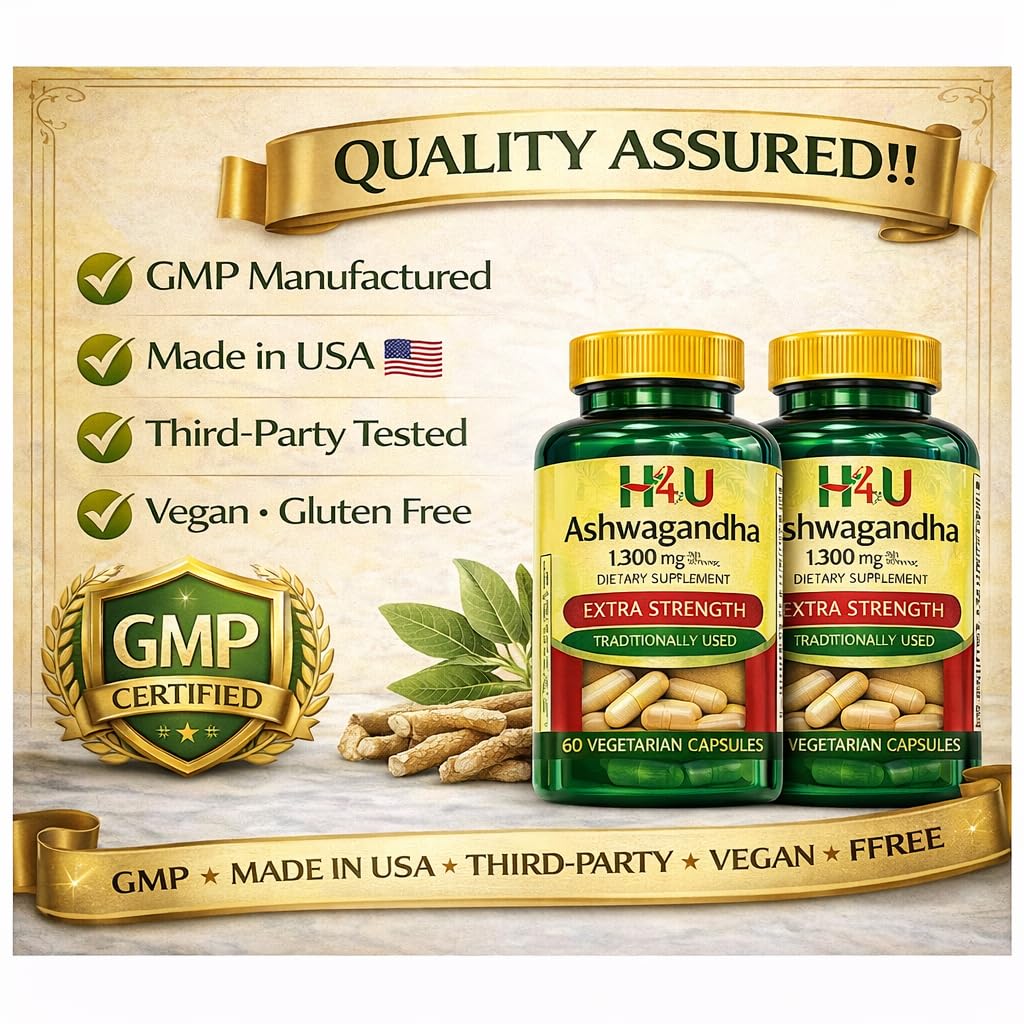 H4U 4 TOP Care Ashwagandha Dietary Supplement, Capsules, 60 Count