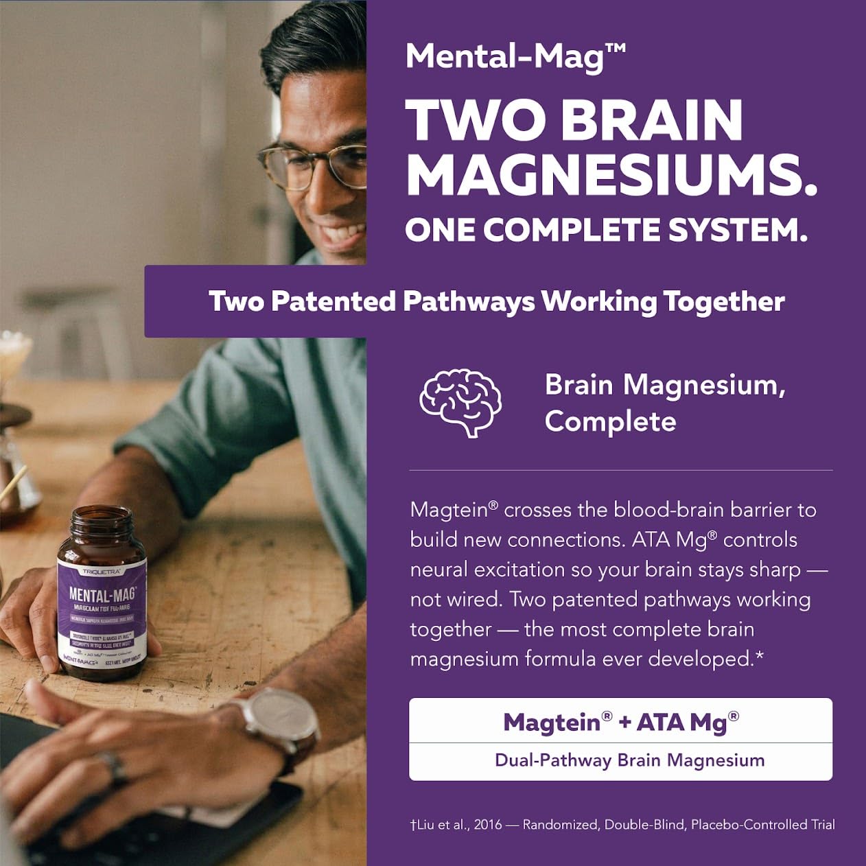 Triquetra Health Mental-Mag Magtein + ATAMg Dual-Pathway Cognitive Support Magnesium L-Threonate Complex Capsule, 90 Count