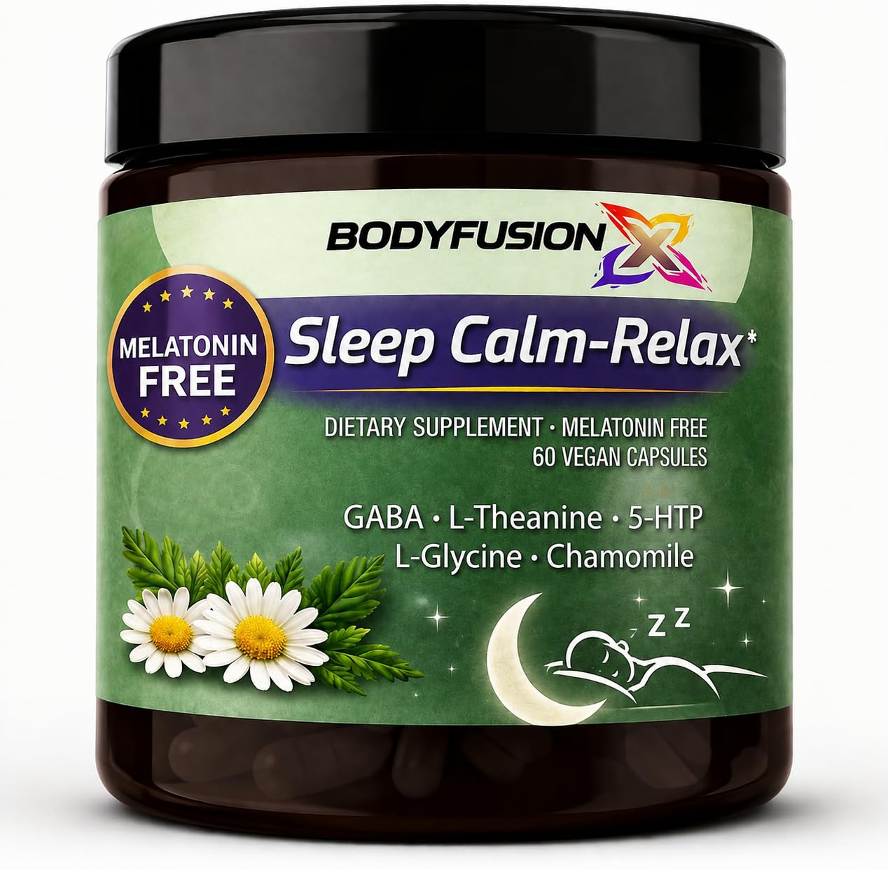 Human Boost Sleep Calm Relax Sleep Aid for Adults, 60 Capsules