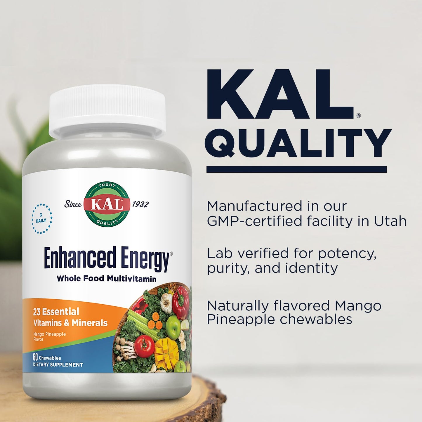 KAL Enhanced Energy Multivitamin with Iron, 60 Tablets