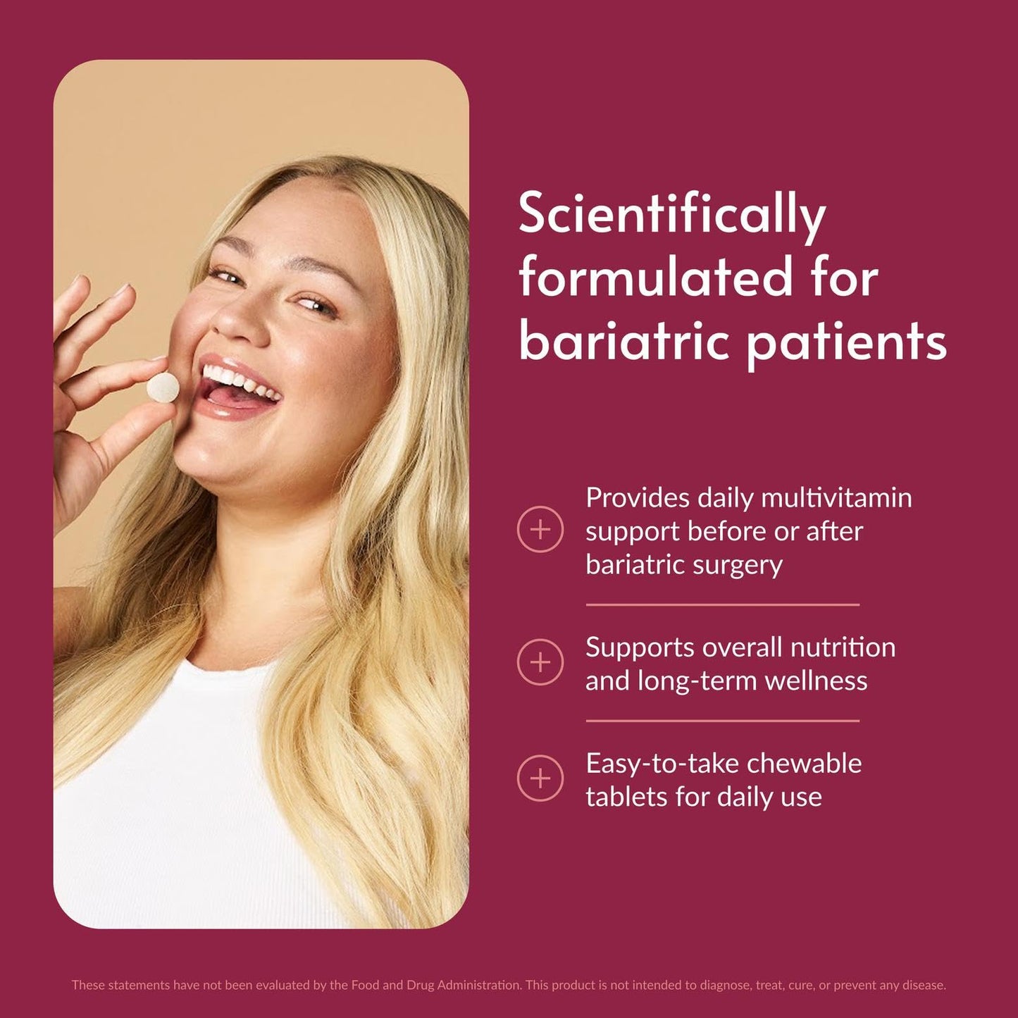 Bariatric Advantage Multi RP Multivitamin Tablet for Bariatric Surgery Patients with Iron, Copper, Vitamin C, A, Zinc & More - 100% DV of 18 Nutrients, Mixed Fruit, 60 Count